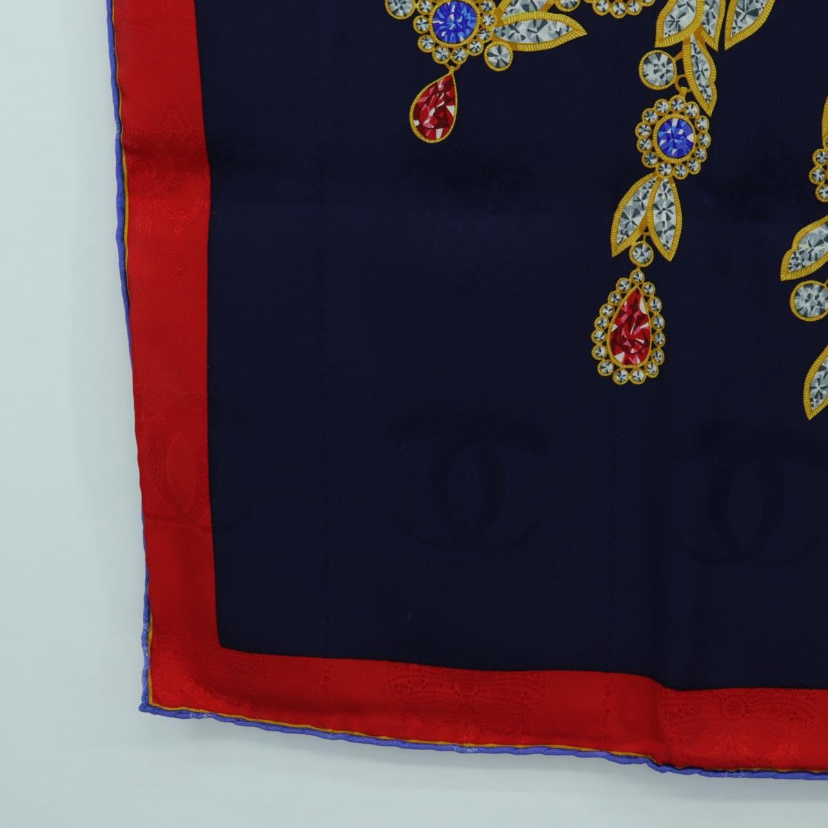 CARTIER Scarf Silk Red Navy Auth am11465V