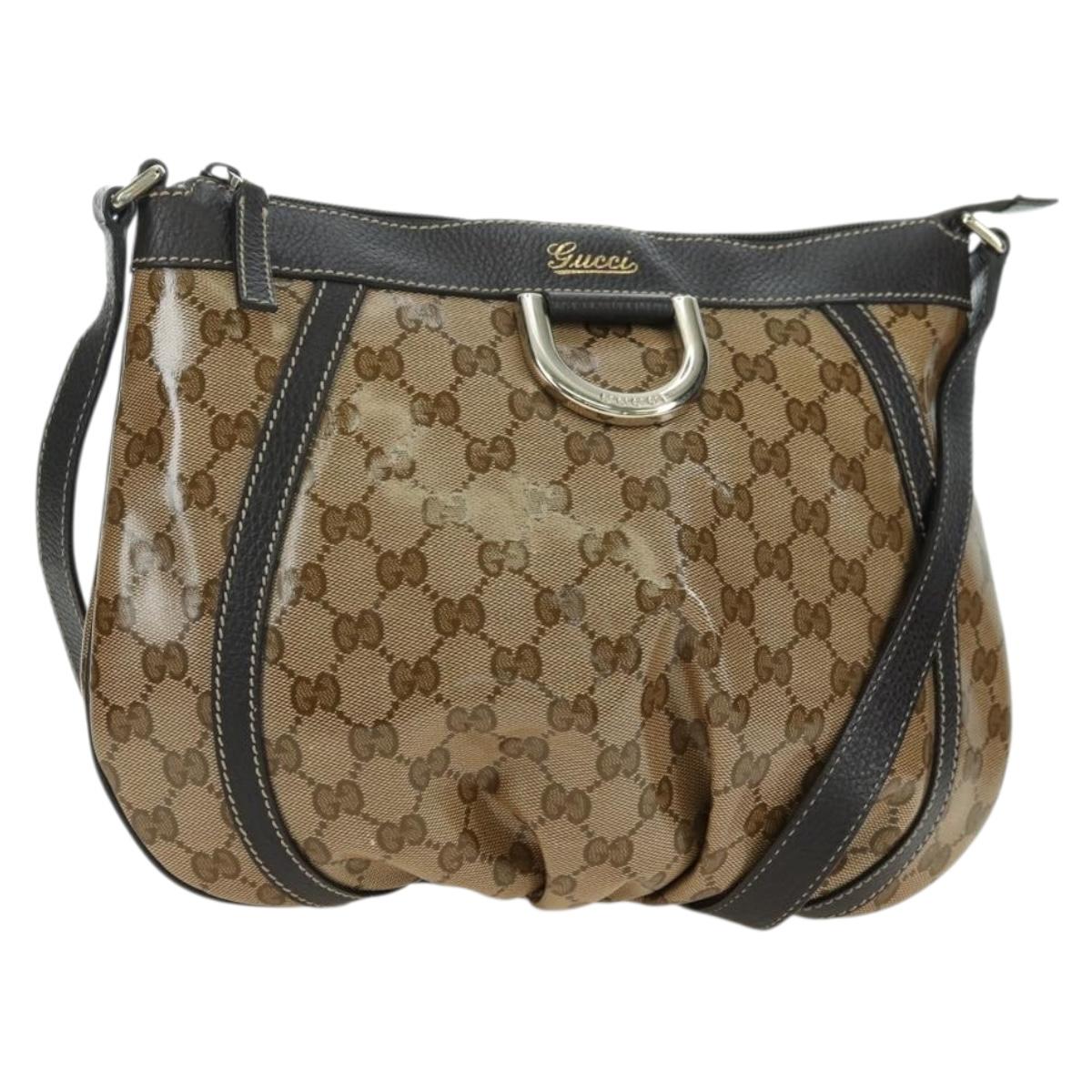 GUCCI GG Crystal Abbey Bag Coated Canvas Outlet Beige Brown 296019 Auth am11474V