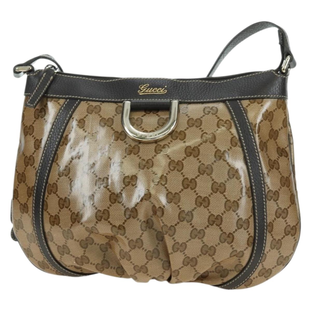 GUCCI GG Crystal Abbey Bag Coated Canvas Outlet Beige Brown 296019 Auth am11474V