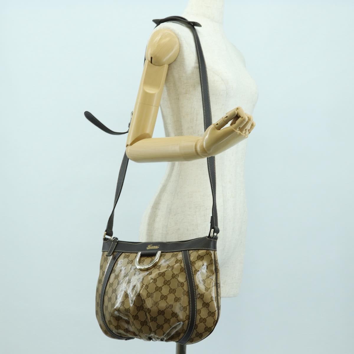 GUCCI GG Crystal Abbey Bag Coated Canvas Outlet Beige Brown 296019 Auth am11474V