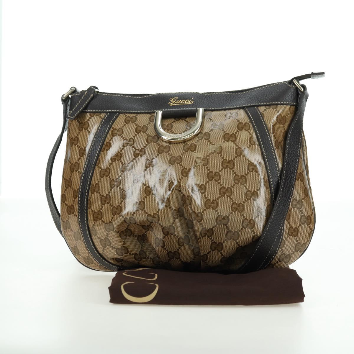 GUCCI GG Crystal Abbey Bag Coated Canvas Outlet Beige Brown 296019 Auth am11474V