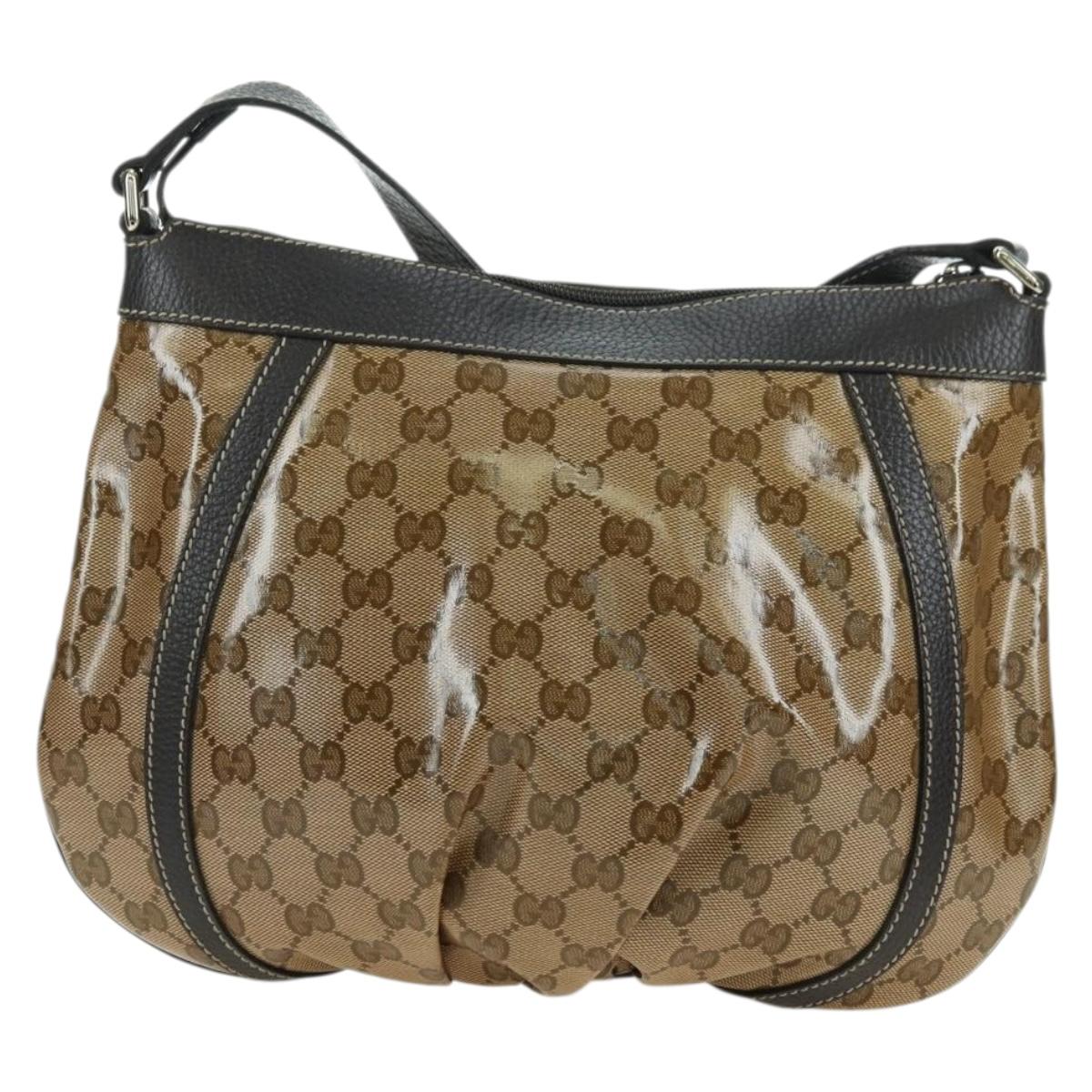 GUCCI GG Crystal Abbey Bag Coated Canvas Outlet Beige Brown 296019 Auth am11474V