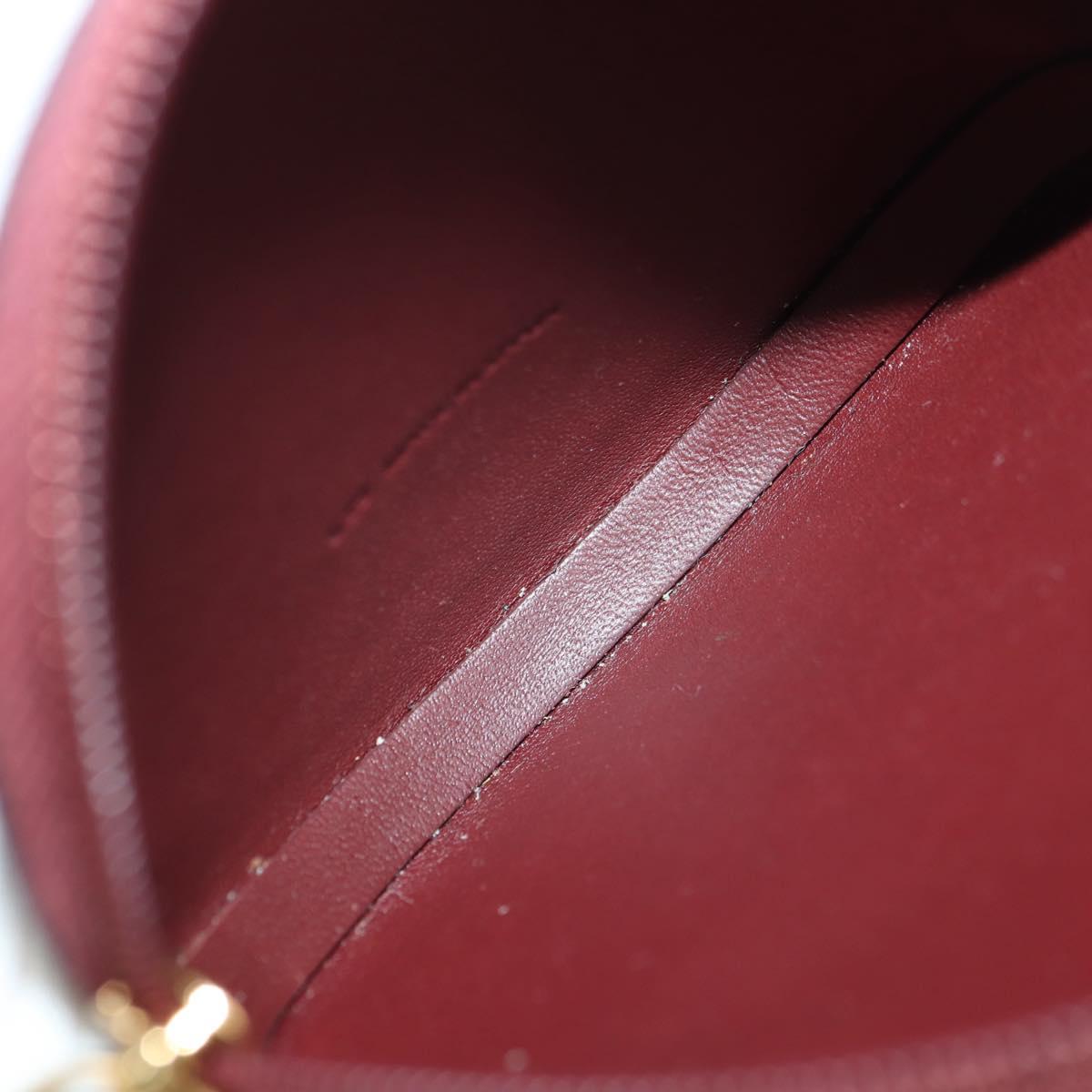 CARTIER Must Line Coin Purse Leather Bordeaux Gold Auth am11475V