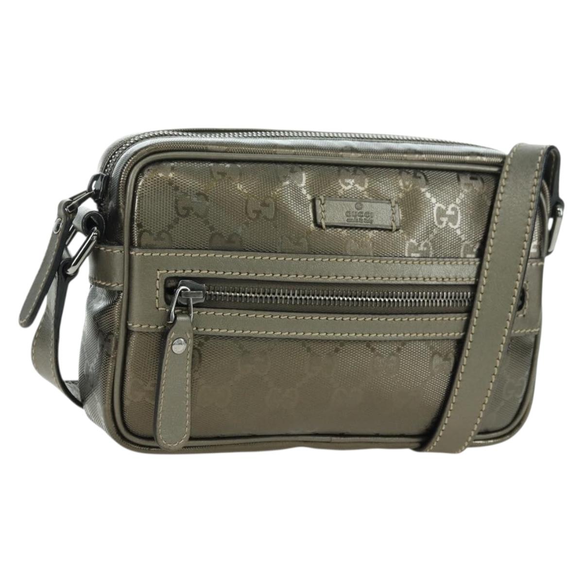 GUCCI GG Implementation Shoulder Bag PVC Gray Silver 201447 Auth am11476V