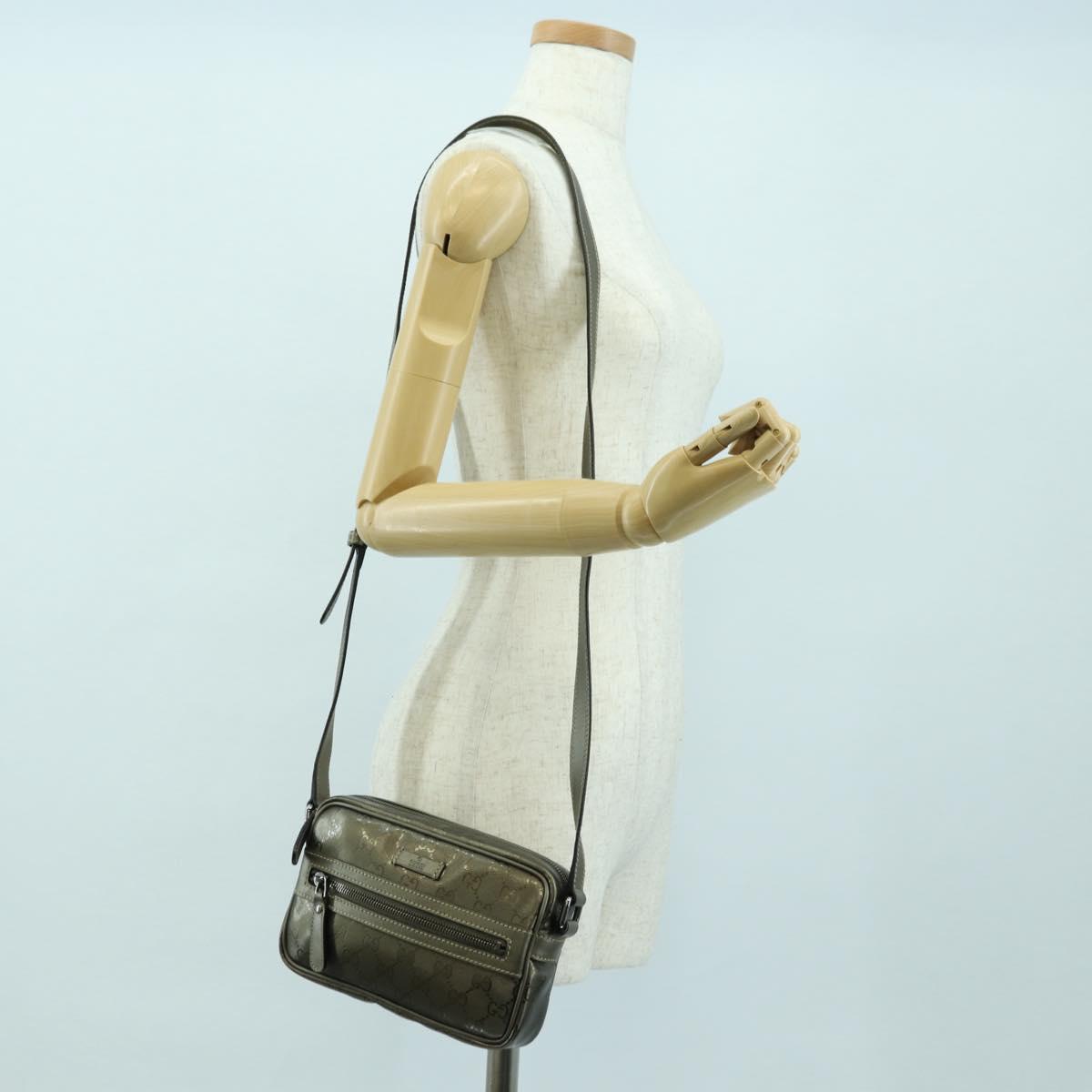 GUCCI GG Implementation Shoulder Bag PVC Gray Silver 201447 Auth am11476V