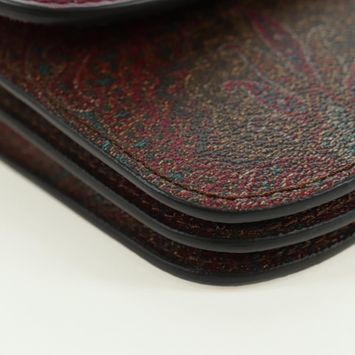 ETRO Paisley Shoulder Bag PVC Leather Gold Bordeaux Auth am11482V