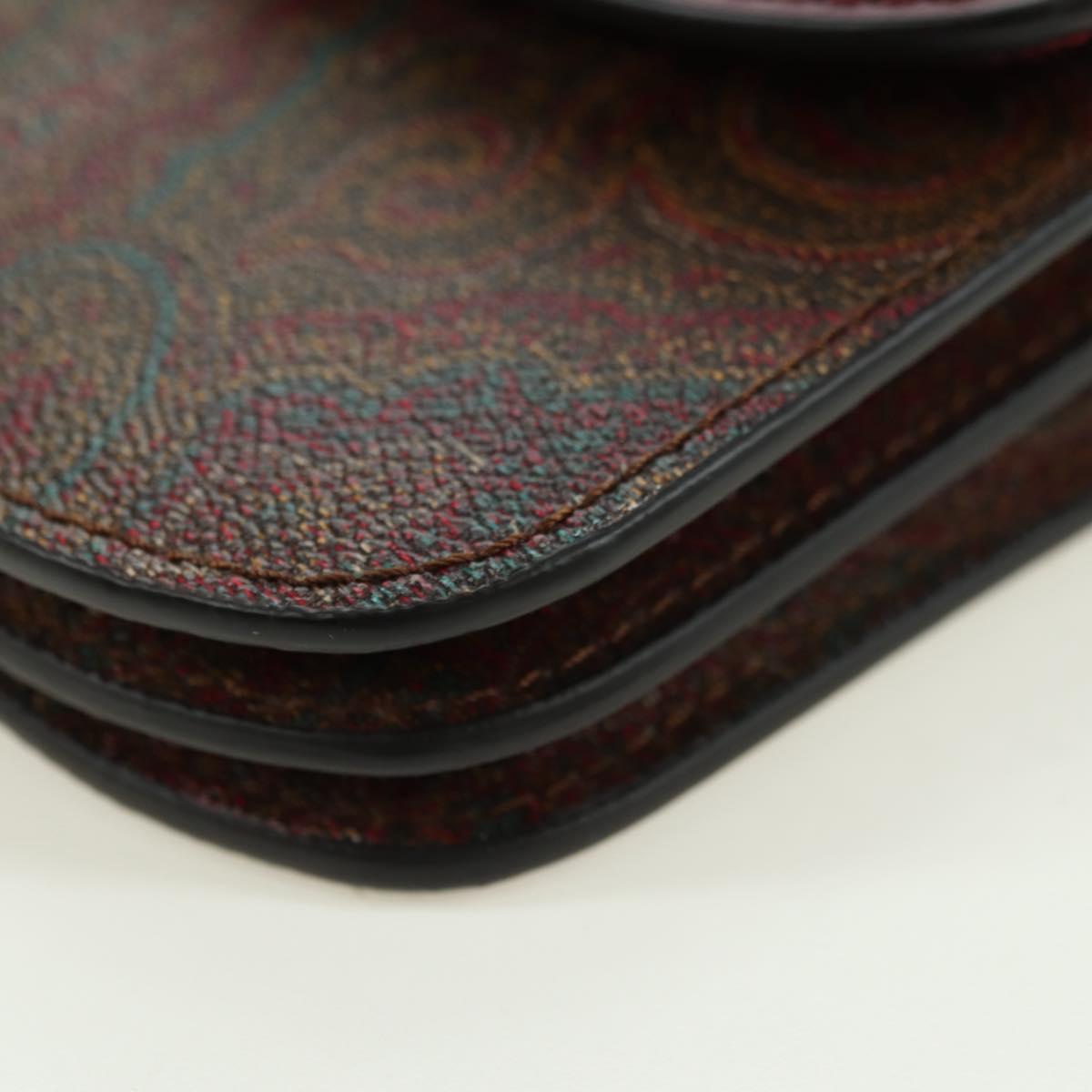 ETRO Paisley Shoulder Bag PVC Leather Gold Bordeaux Auth am11482V
