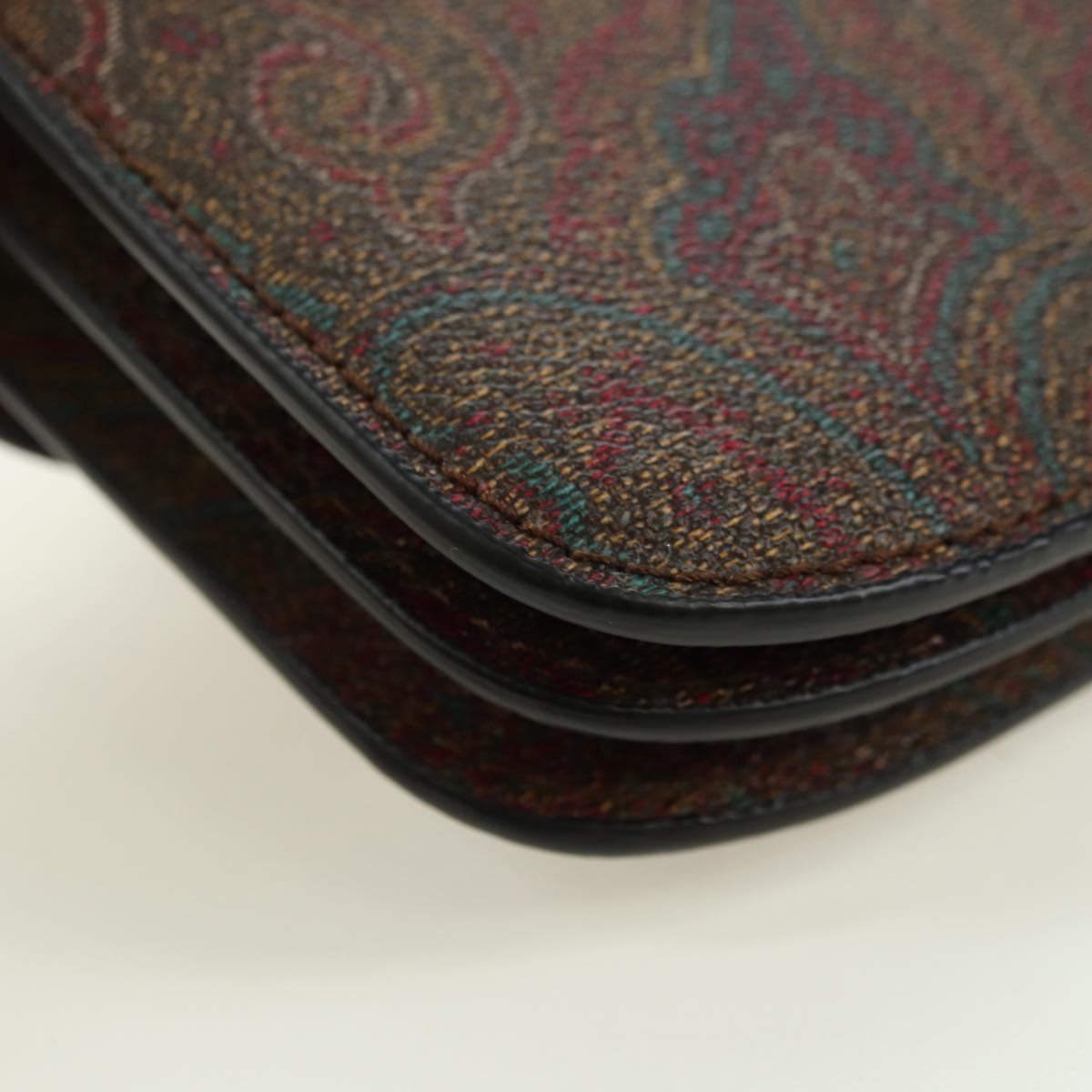 ETRO Paisley Shoulder Bag PVC Leather Gold Bordeaux Auth am11482V