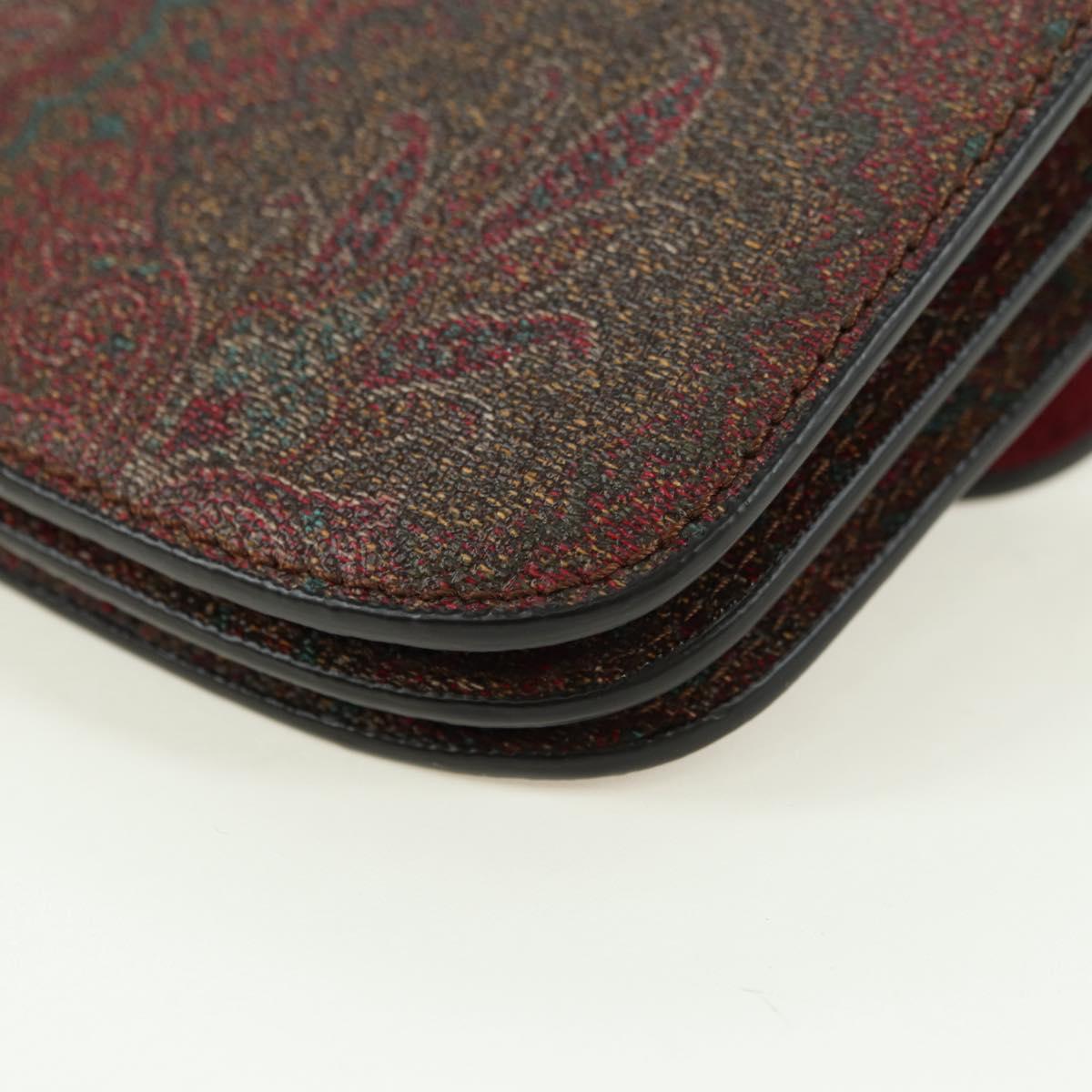 ETRO Paisley Shoulder Bag PVC Leather Gold Bordeaux Auth am11482V
