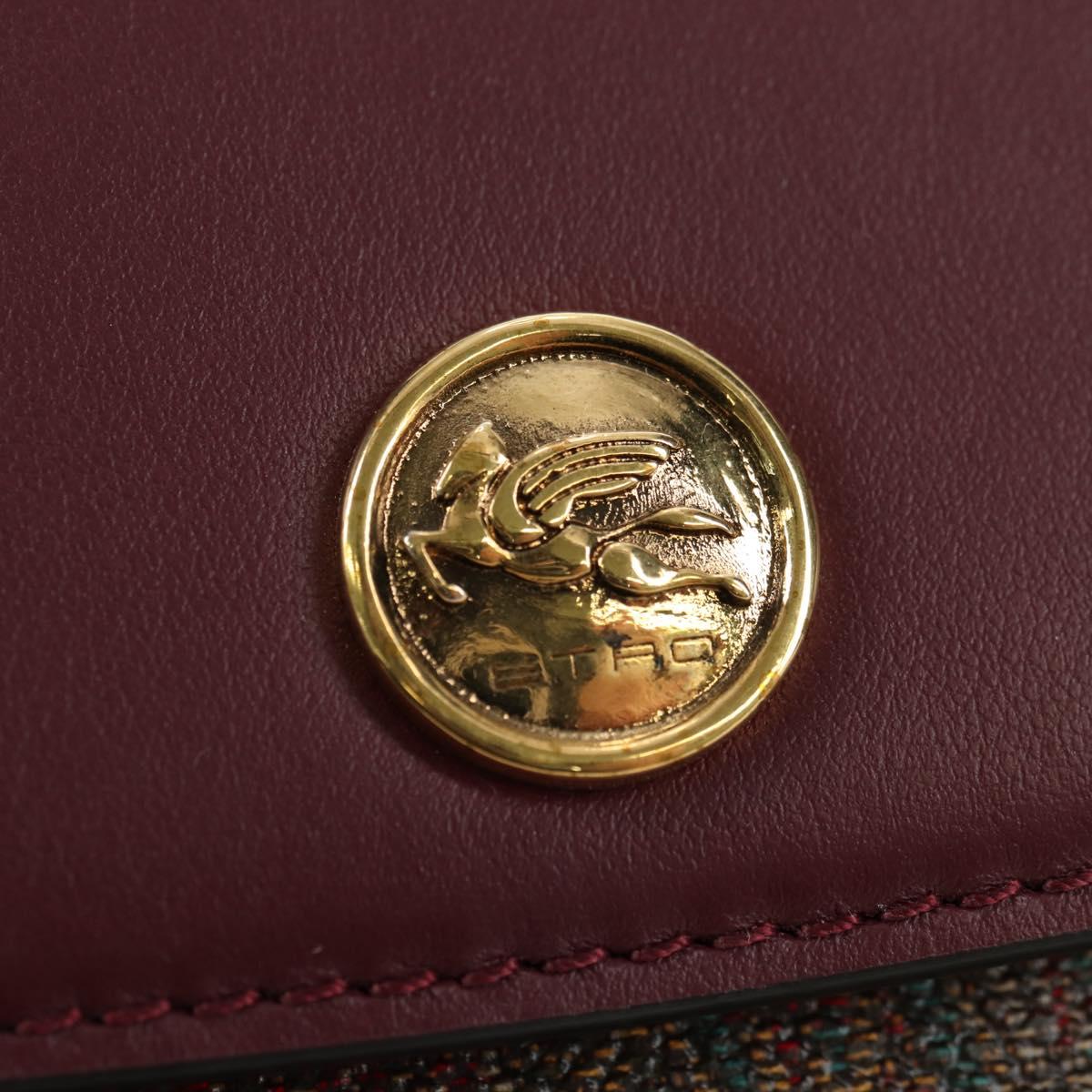 ETRO Paisley Shoulder Bag PVC Leather Gold Bordeaux Auth am11482V