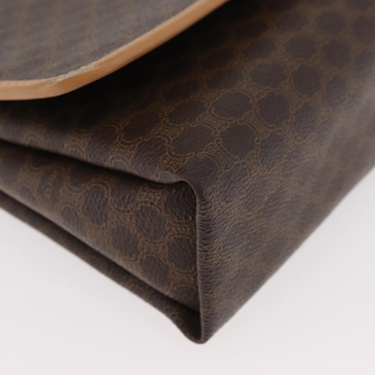 CELINE Macadam Canvas Shoulder Bag PVC Leather Brown Gold Auth am11484A