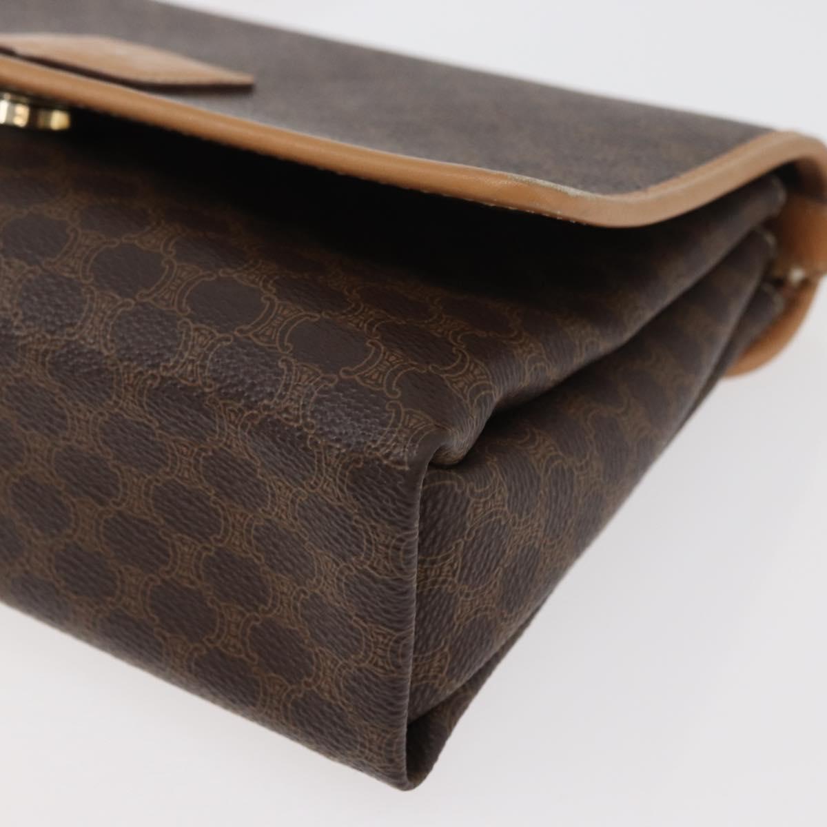CELINE Macadam Canvas Shoulder Bag PVC Leather Brown Gold Auth am11484A
