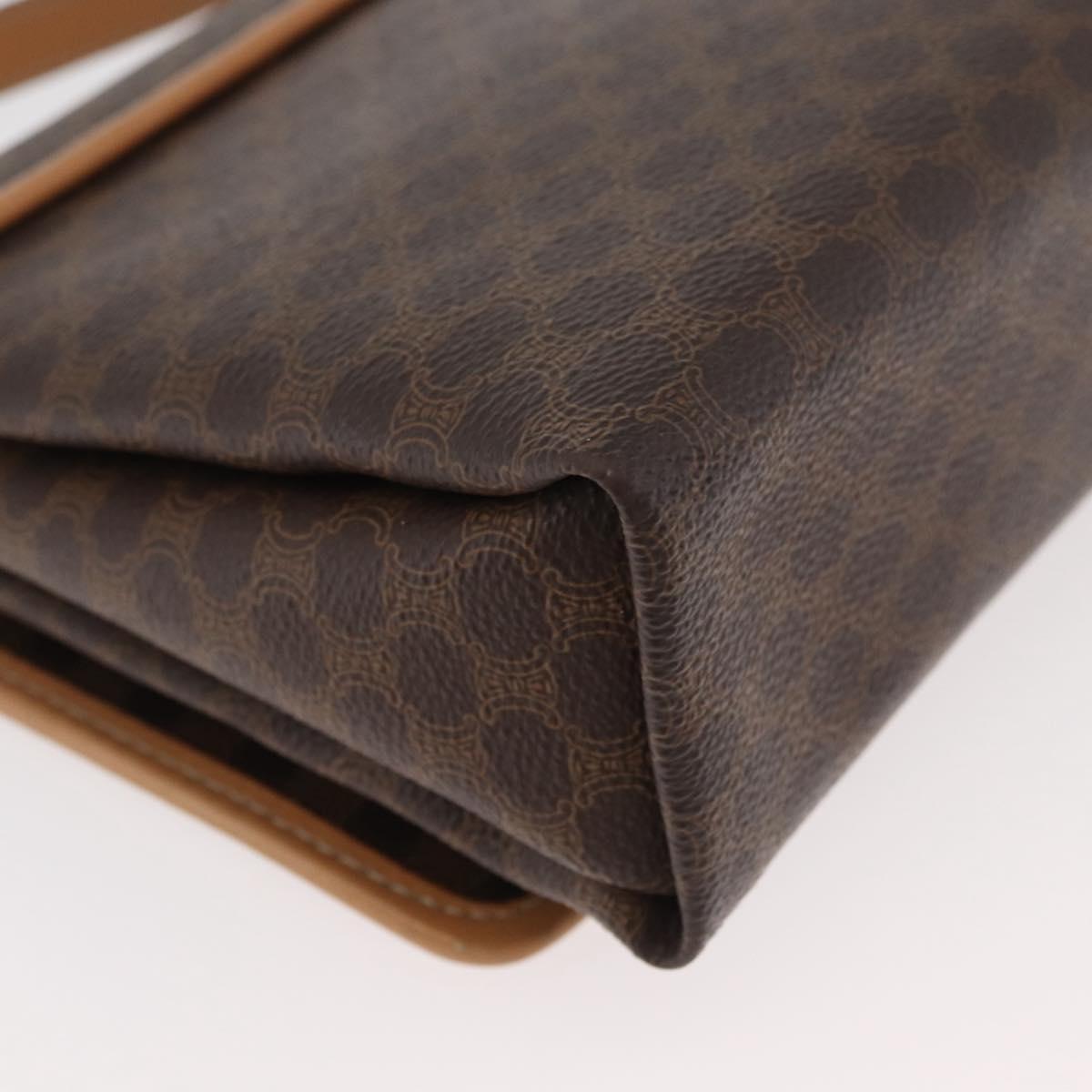 CELINE Macadam Canvas Shoulder Bag PVC Leather Brown Gold Auth am11484A