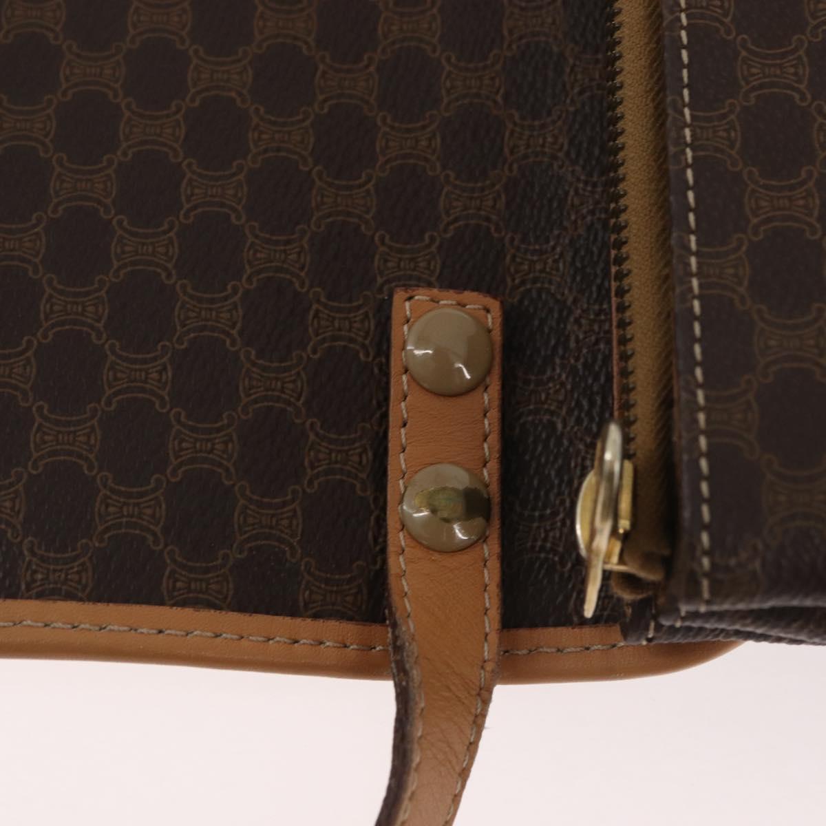 CELINE Macadam Canvas Shoulder Bag PVC Leather Brown Gold Auth am11484A