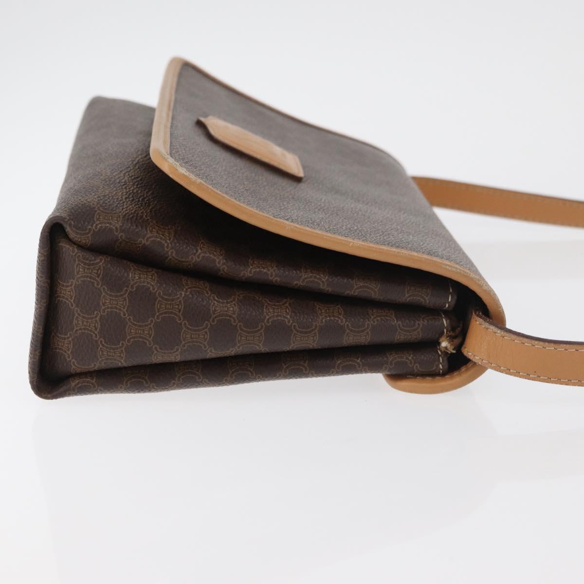 CELINE Macadam Canvas Shoulder Bag PVC Leather Brown Gold Auth am11484A