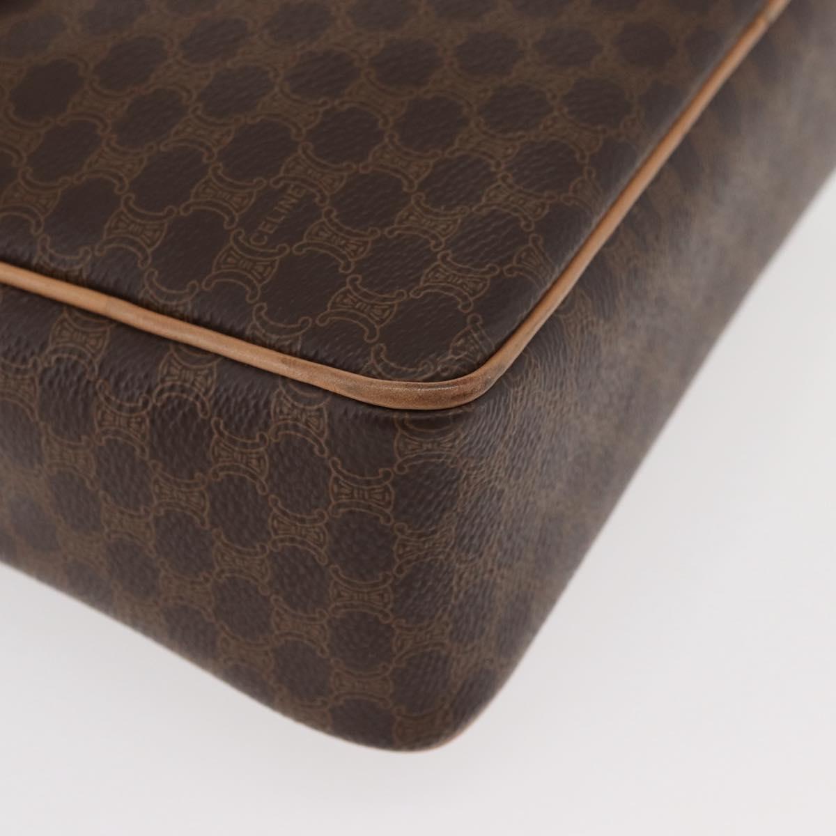 CELINE Macadam Canvas Shoulder Bag PVC Leather Brown Gold Auth am11493A