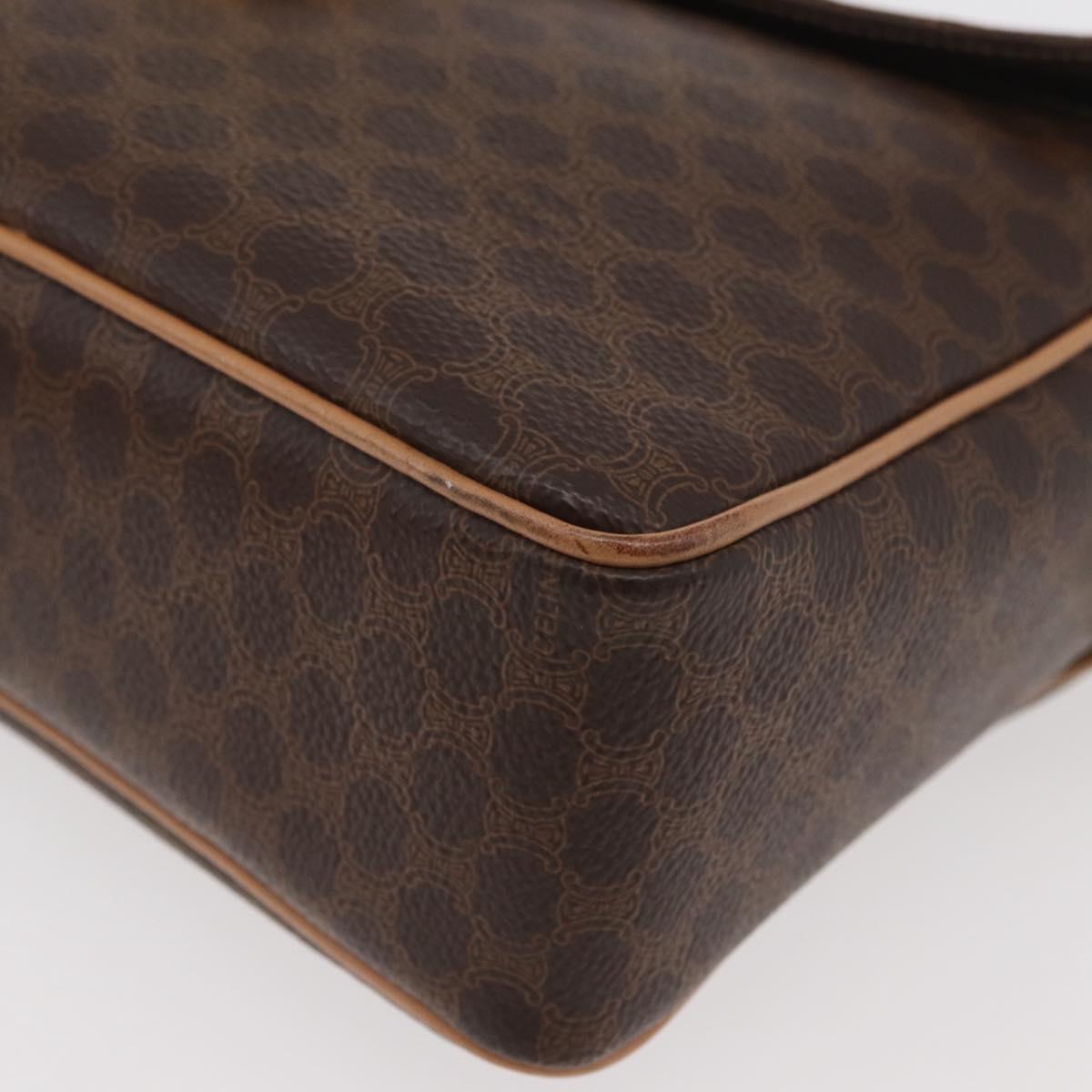 CELINE Macadam Canvas Shoulder Bag PVC Leather Brown Gold Auth am11493A