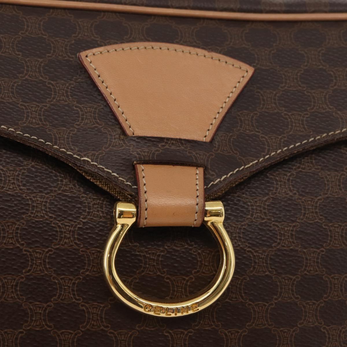 CELINE Macadam Canvas Shoulder Bag PVC Leather Brown Gold Auth am11493A