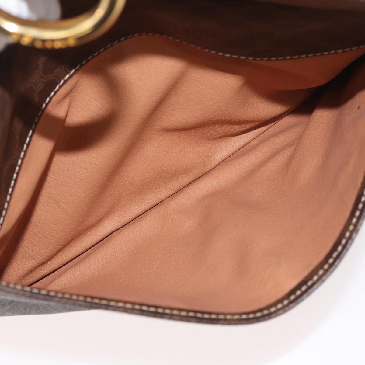 CELINE Macadam Canvas Shoulder Bag PVC Leather Brown Gold Auth am11493A