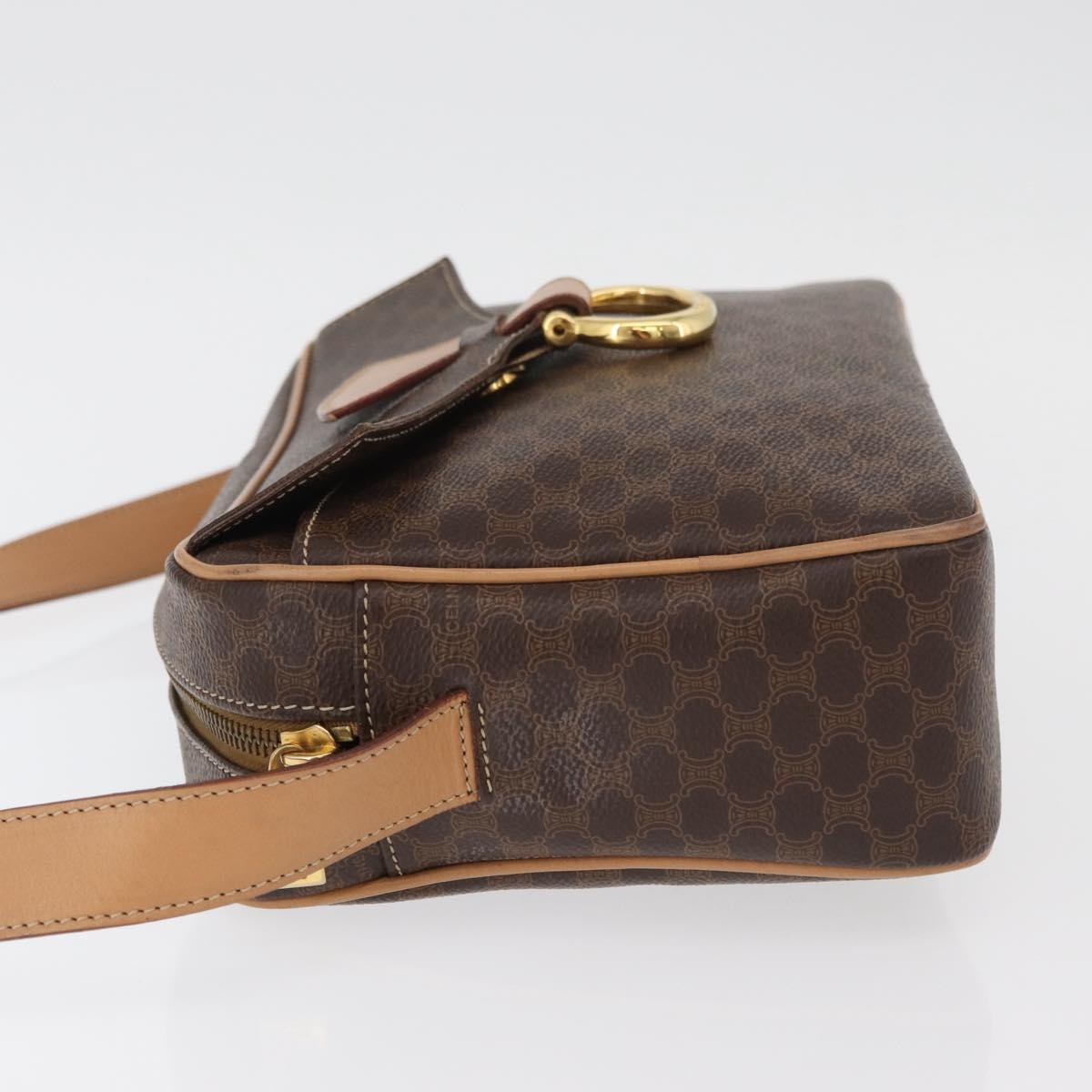 CELINE Macadam Canvas Shoulder Bag PVC Leather Brown Gold Auth am11493A