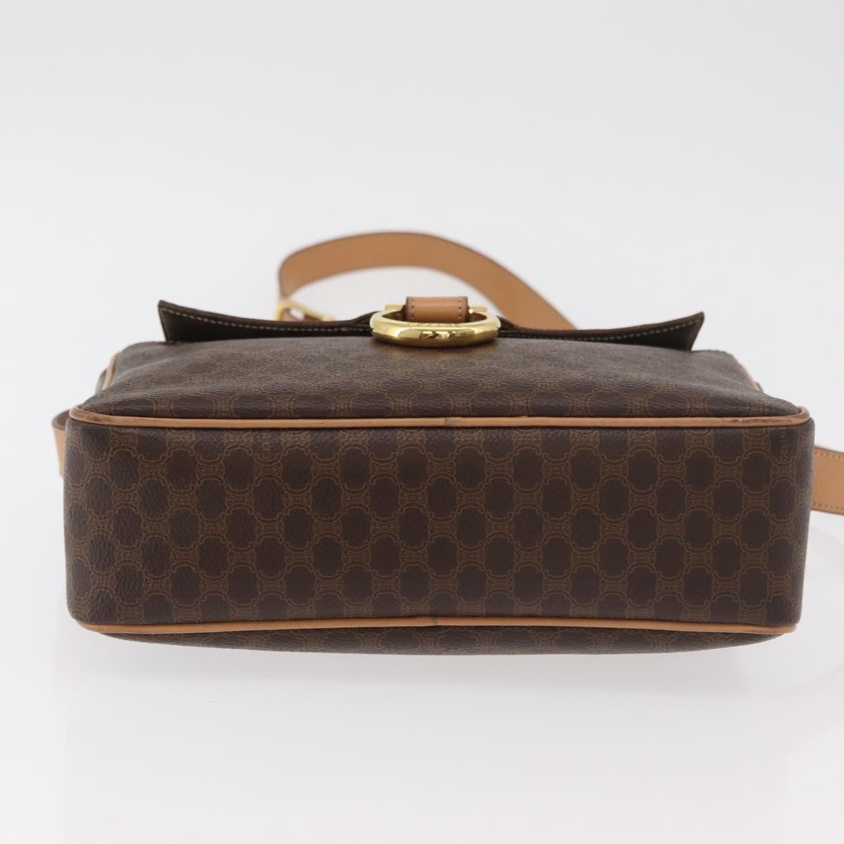 CELINE Macadam Canvas Shoulder Bag PVC Leather Brown Gold Auth am11493A