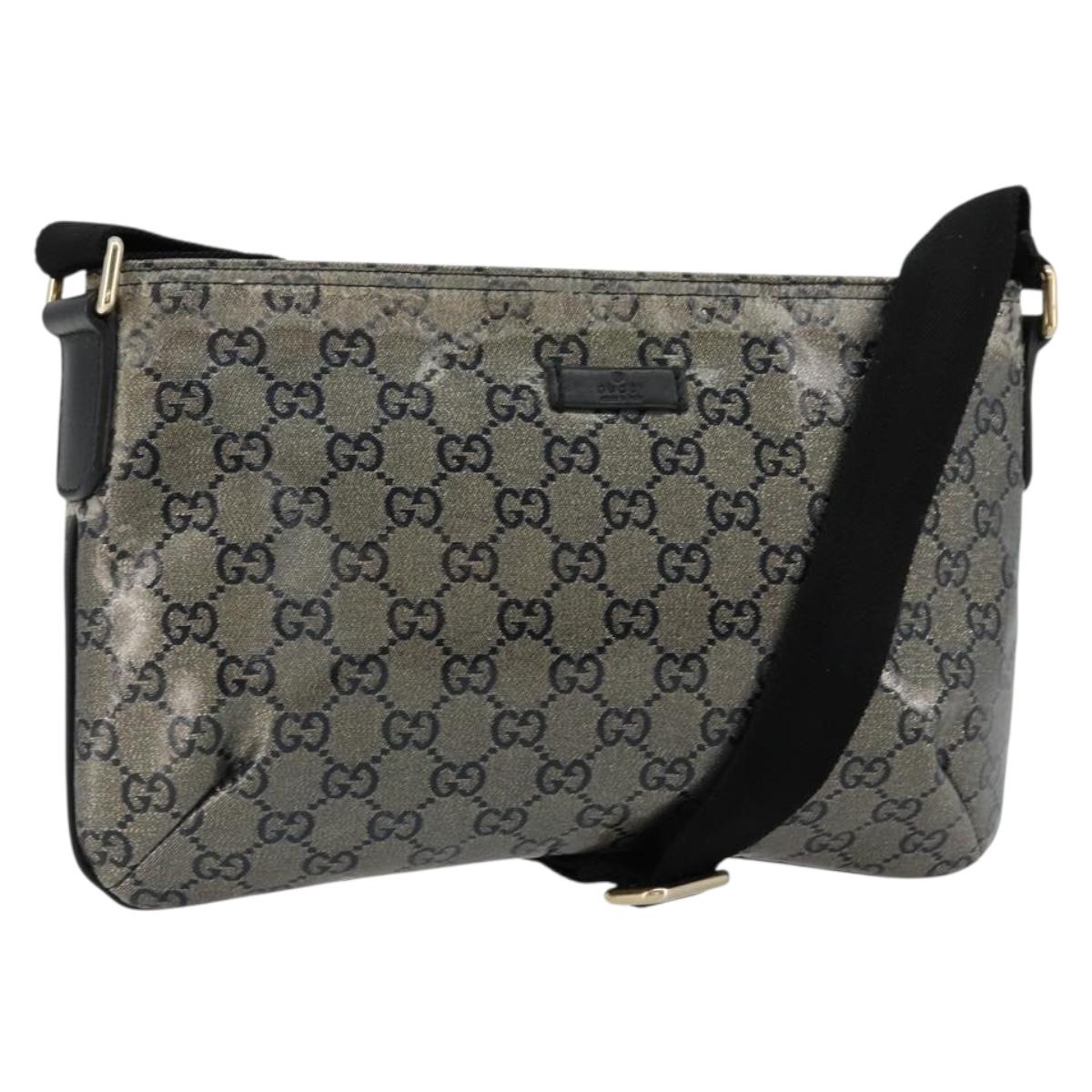 GUCCI GG Crystal Shoulder Bag Coated Canvas Navy Gold 189749 Auth am11494A