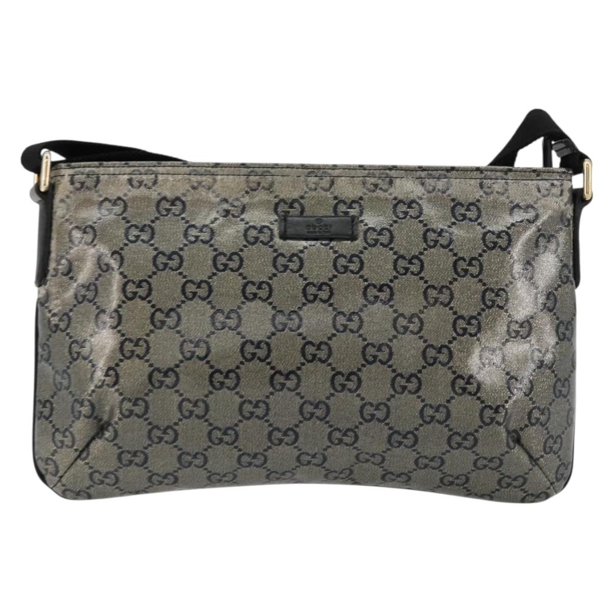 GUCCI GG Crystal Shoulder Bag Coated Canvas Navy Gold 189749 Auth am11494A