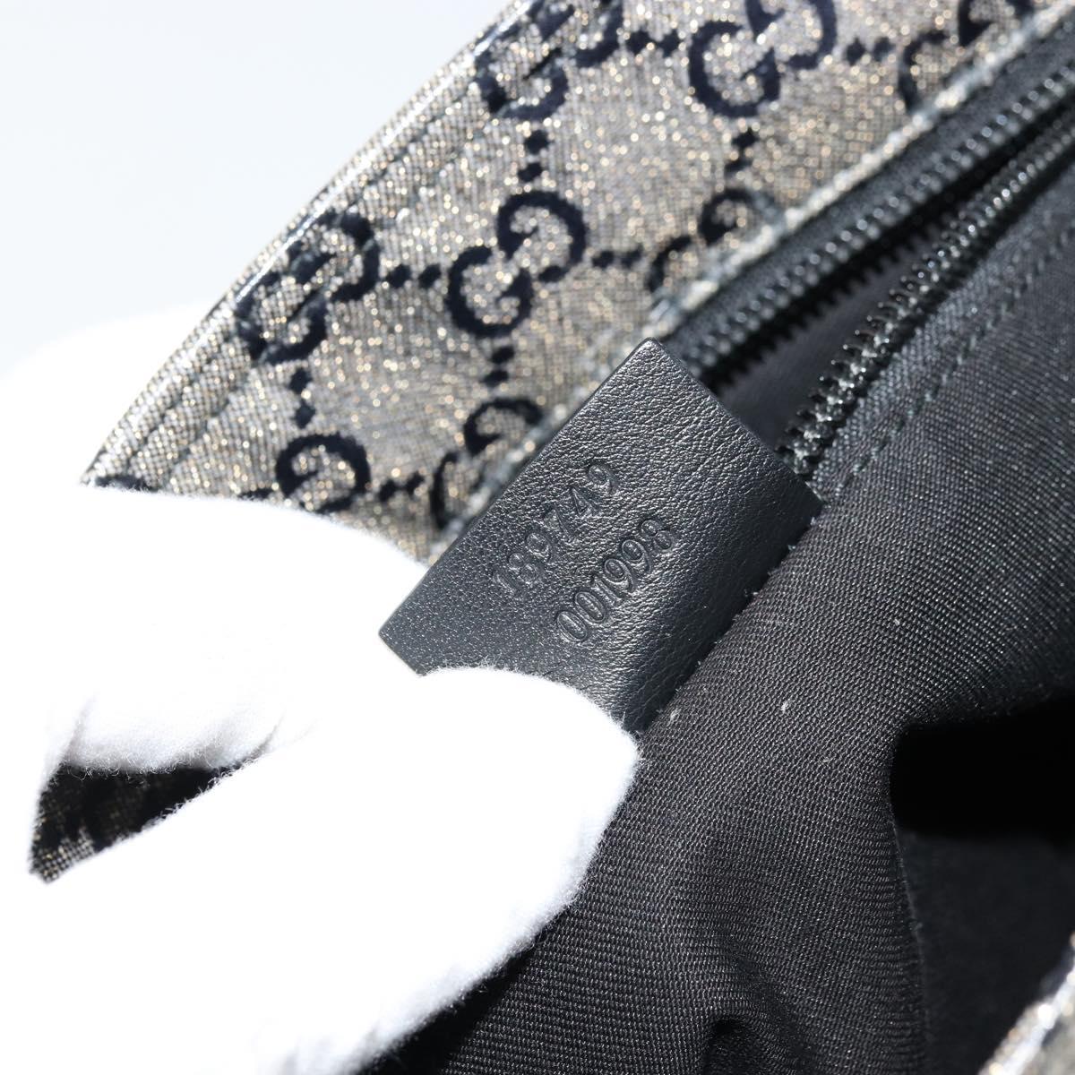 GUCCI GG Crystal Shoulder Bag Coated Canvas Navy Gold 189749 Auth am11494A