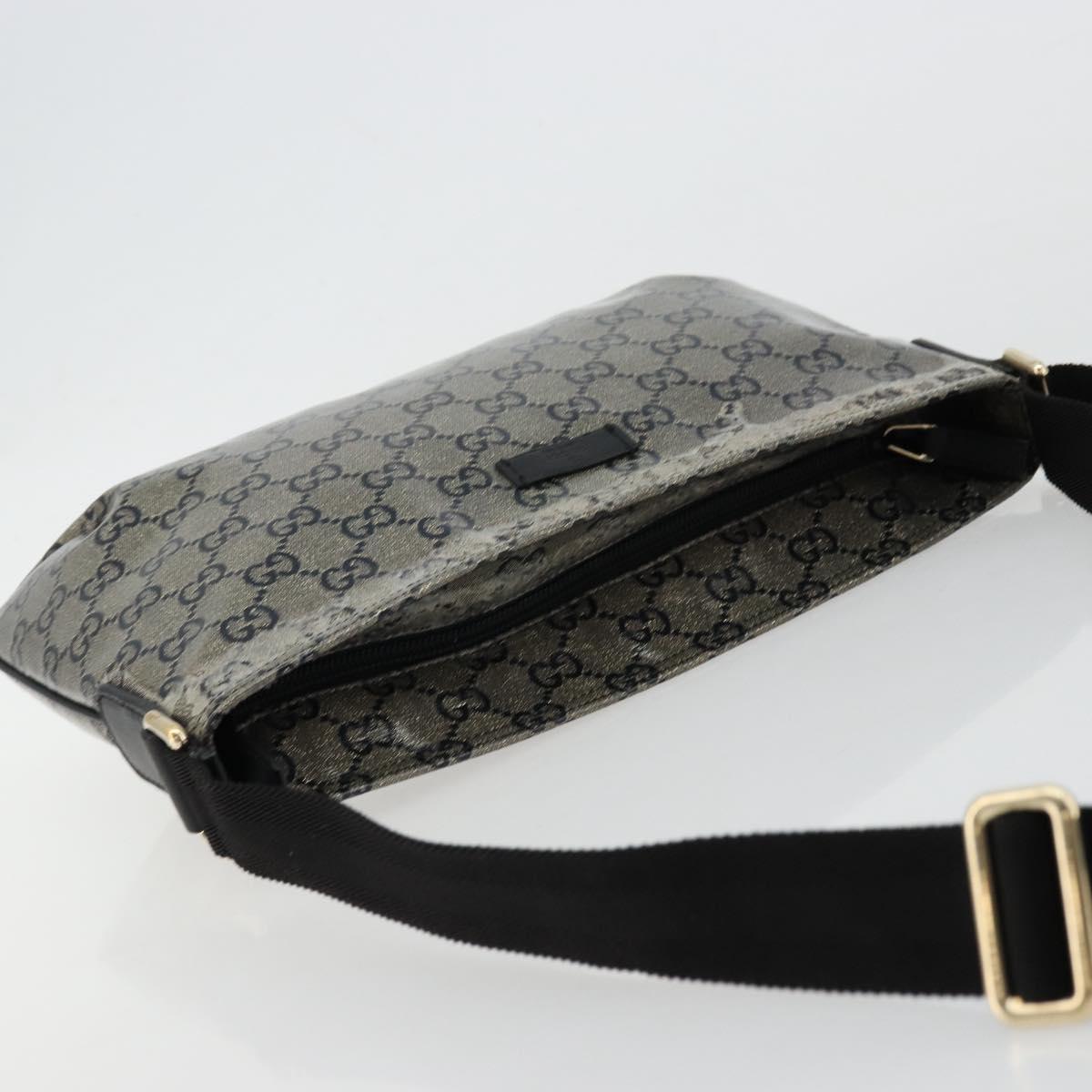 GUCCI GG Crystal Shoulder Bag Coated Canvas Navy Gold 189749 Auth am11494A