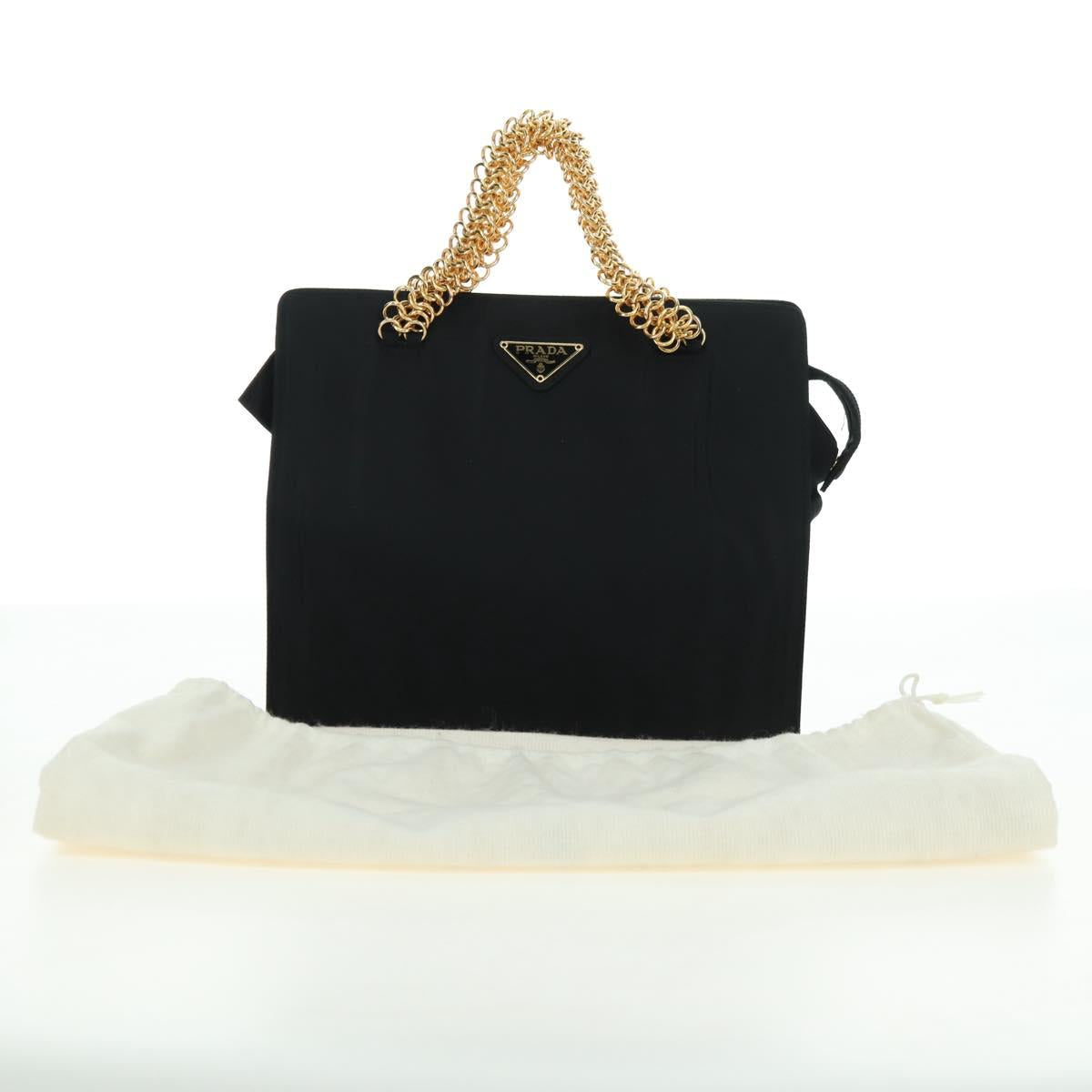 PRADA Chain Hand Bag Nylon Black Gold B4019 Auth am11495V