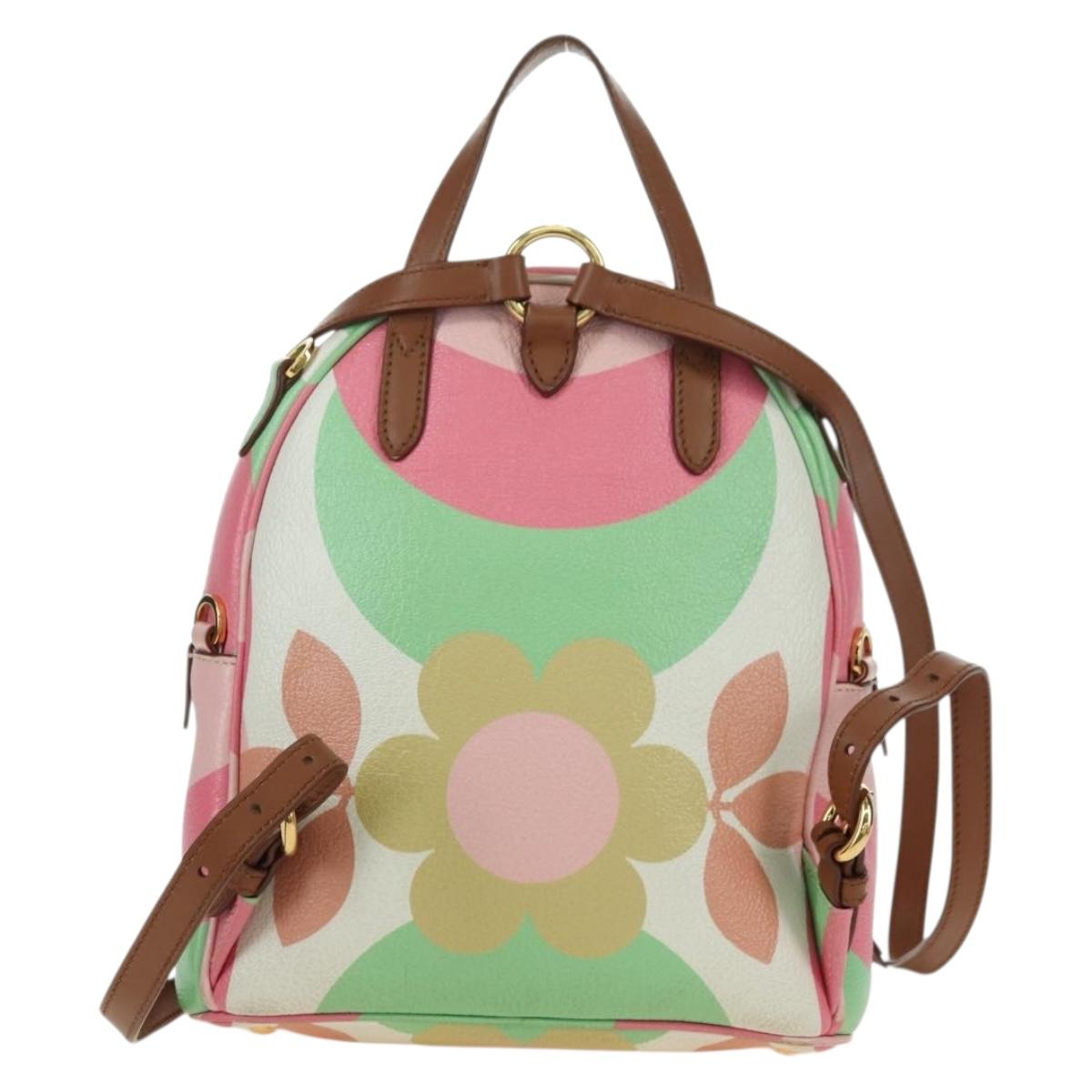 Miu Miu Backpack Leather Multicolor Gold Auth am11496V