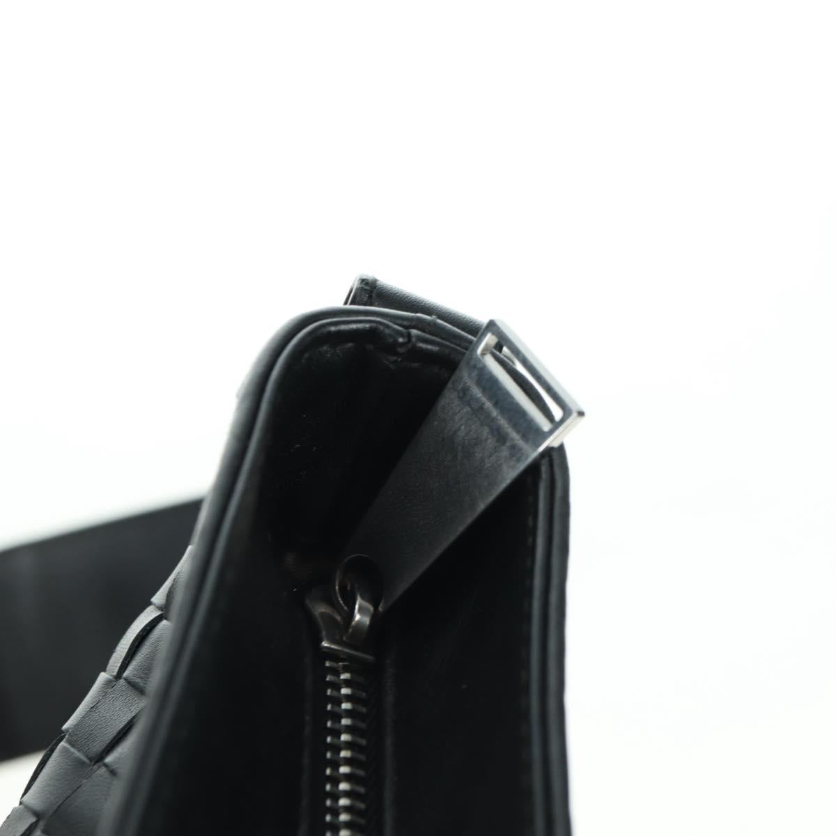 BOTTEGA VENETA INTRECCIATO Shoulder Bag Leather Black Silver Auth am11497SAV