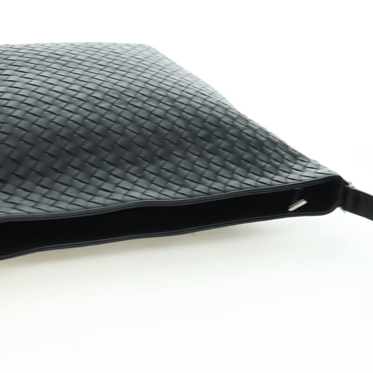 BOTTEGA VENETA INTRECCIATO Shoulder Bag Leather Black Silver Auth am11497SAV