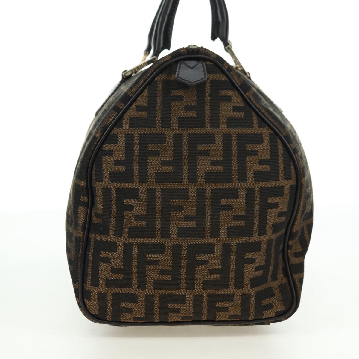 FENDI Zucca Canvas Mini Boston Bag Brown Black Auth am11498SAV