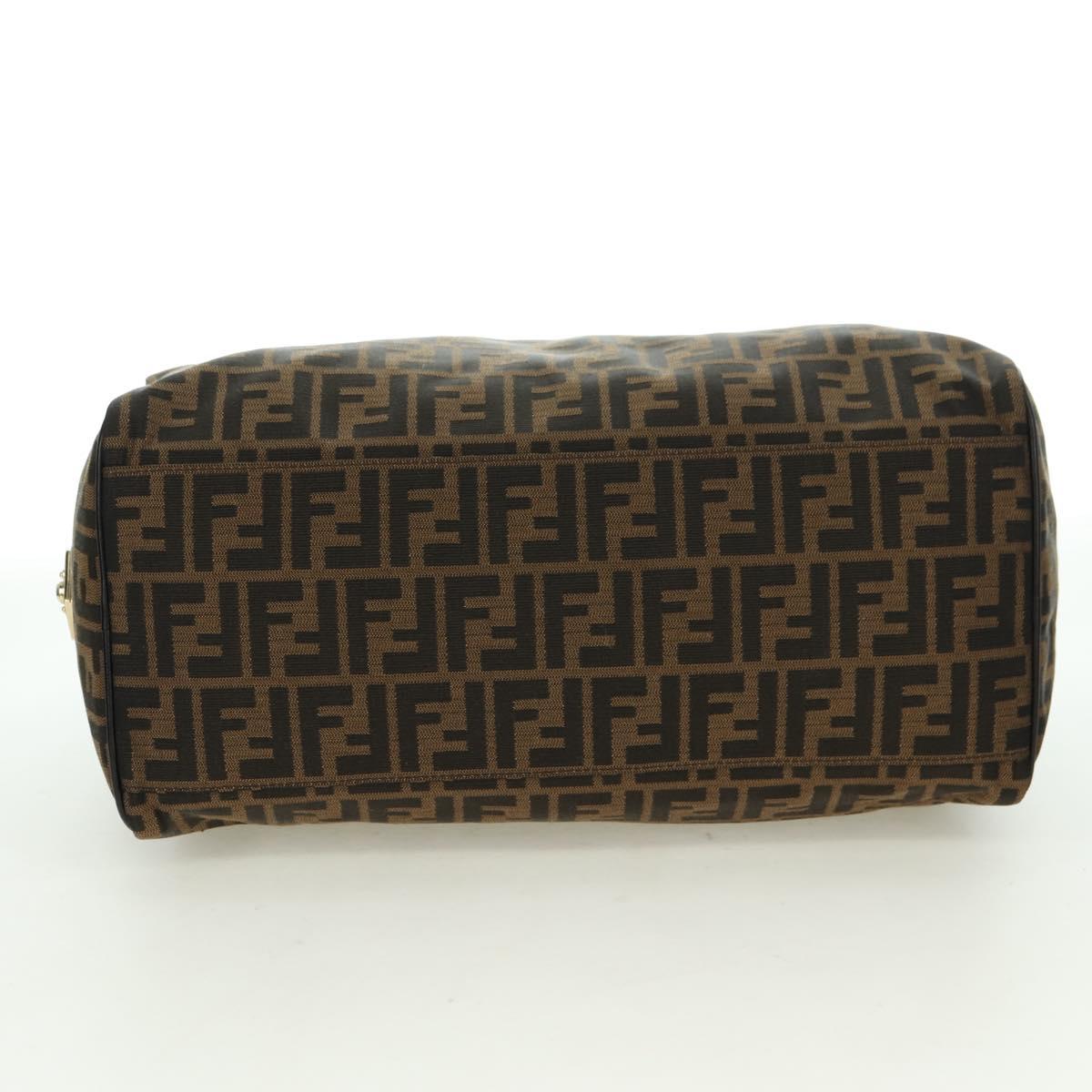 FENDI Zucca Canvas Mini Boston Bag Brown Black Auth am11498SAV