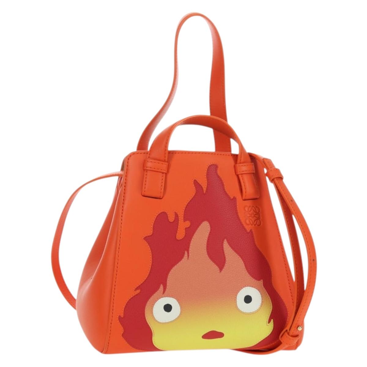 LOEWE × Studio Ghibli Calcifer Nugget Hammock Bag Leather Orange Auth am11499SM