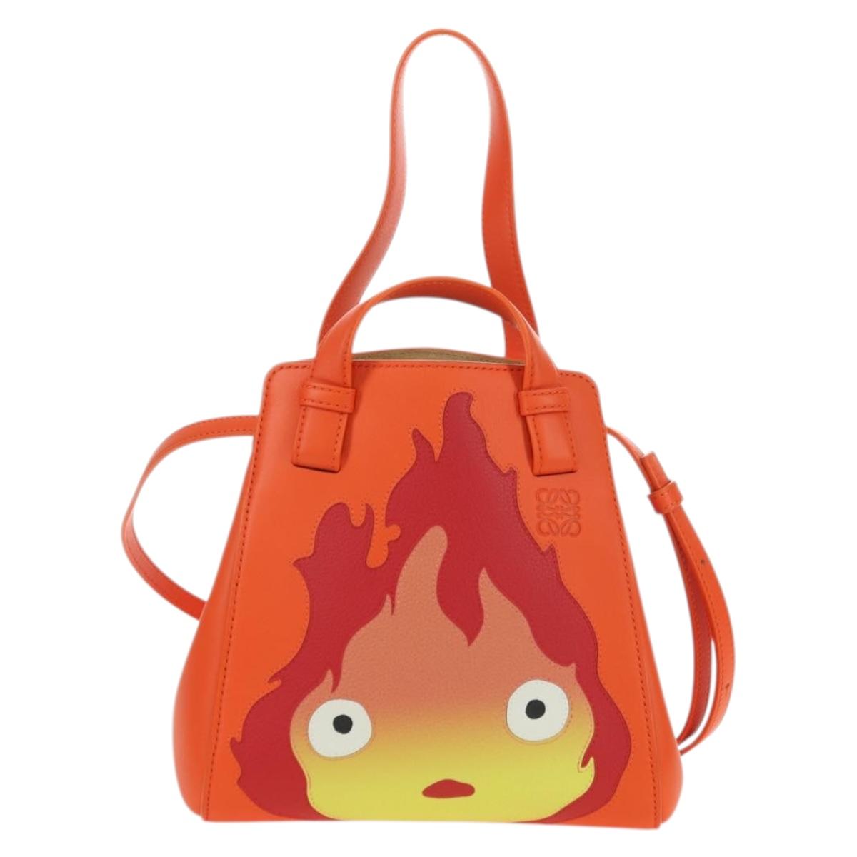 LOEWE × Studio Ghibli Calcifer Nugget Hammock Bag Leather Orange Auth am11499SM