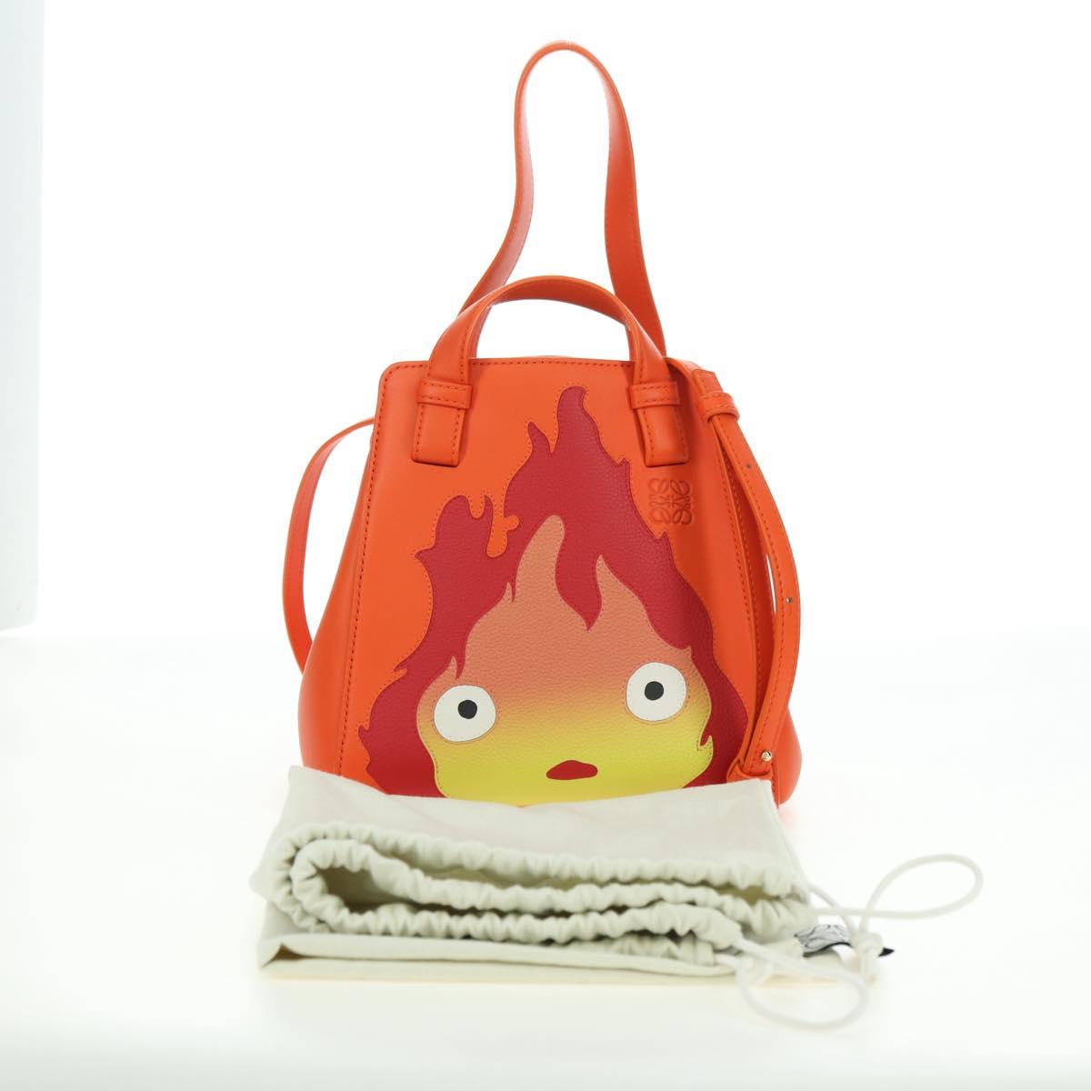 LOEWE × Studio Ghibli Calcifer Nugget Hammock Bag Leather Orange Auth am11499SM