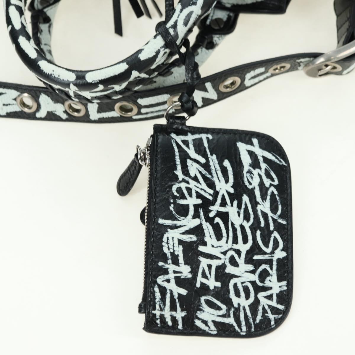 BALENCIAGA Neo Kago City XS Graffiti Bag Leather White 700940 Auth am11504SM