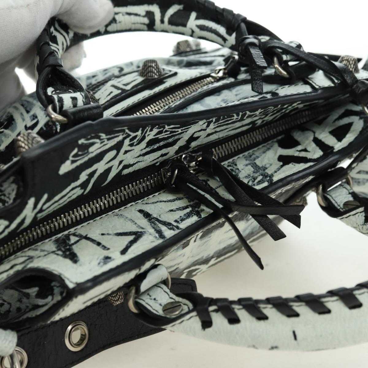 BALENCIAGA Neo Kago City XS Graffiti Bag Leather White 700940 Auth am11504SM