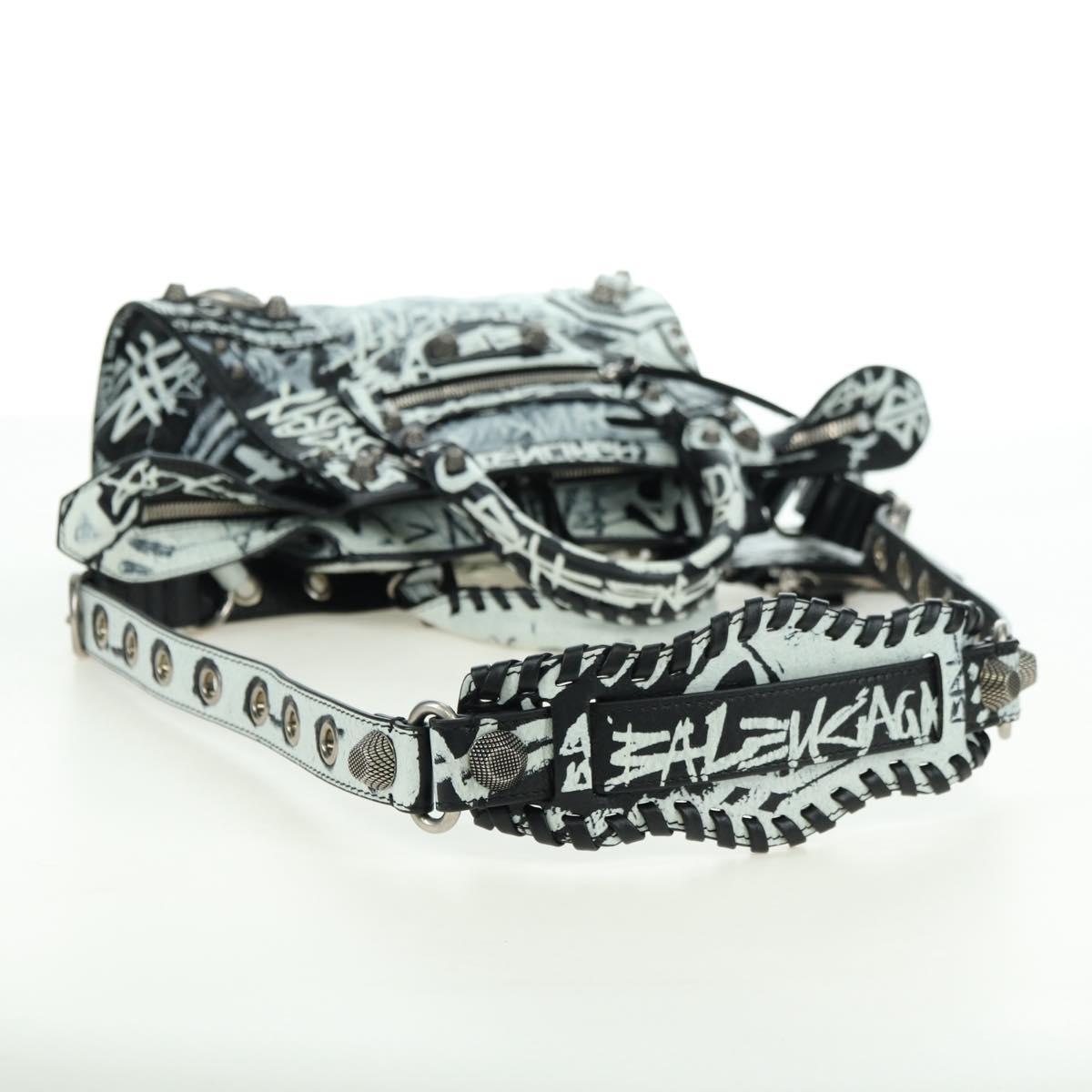 BALENCIAGA Neo Kago City XS Graffiti Bag Leather White 700940 Auth am11504SM