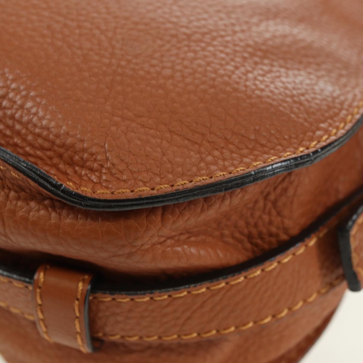 Chloe Small Saddle Bag Leather Brown Gold Auth am11505V