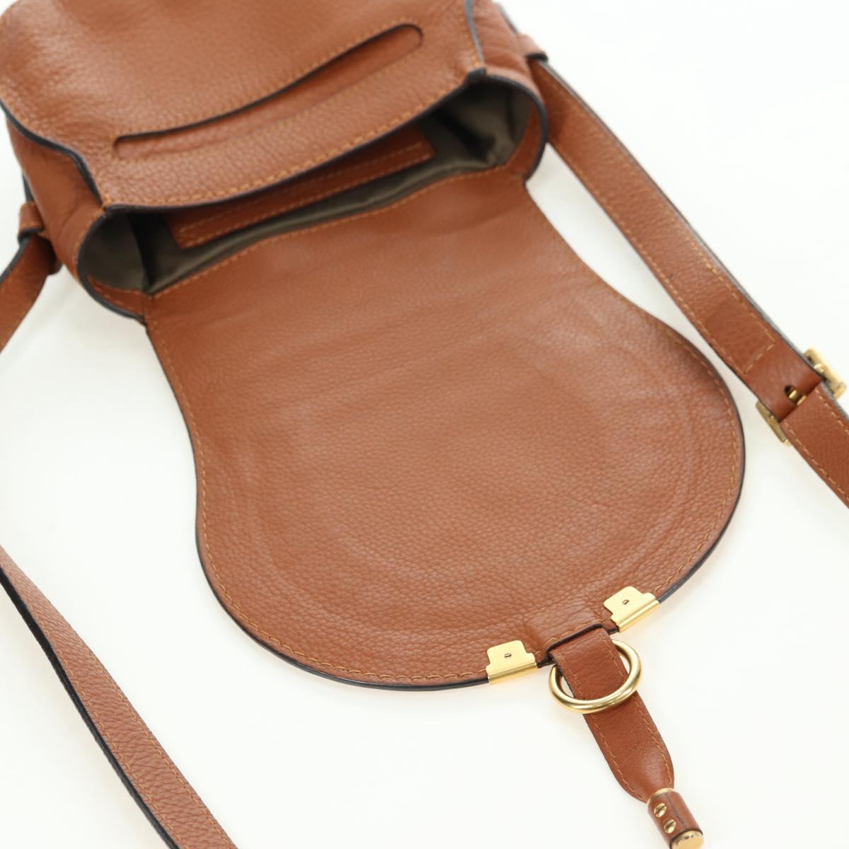 Chloe Small Saddle Bag Leather Brown Gold Auth am11505V