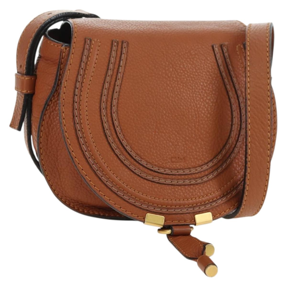 Chloe Small Saddle Bag Leather Brown Gold Auth am11505V