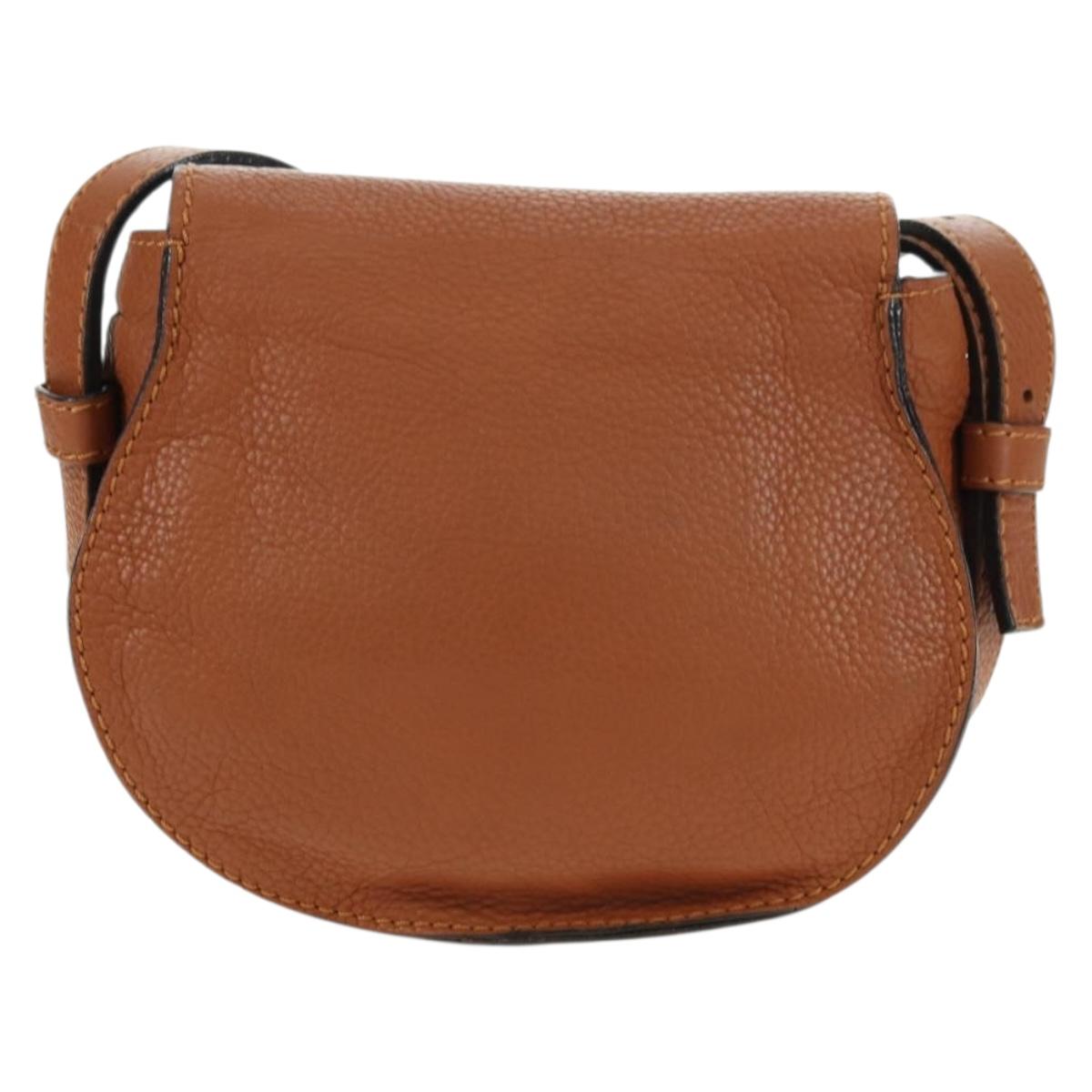Chloe Small Saddle Bag Leather Brown Gold Auth am11505V