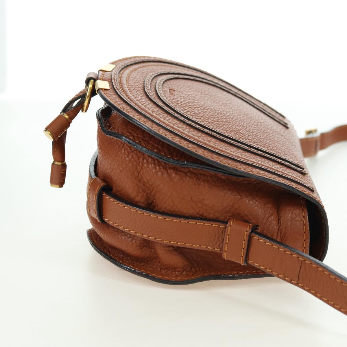 Chloe Small Saddle Bag Leather Brown Gold Auth am11505V