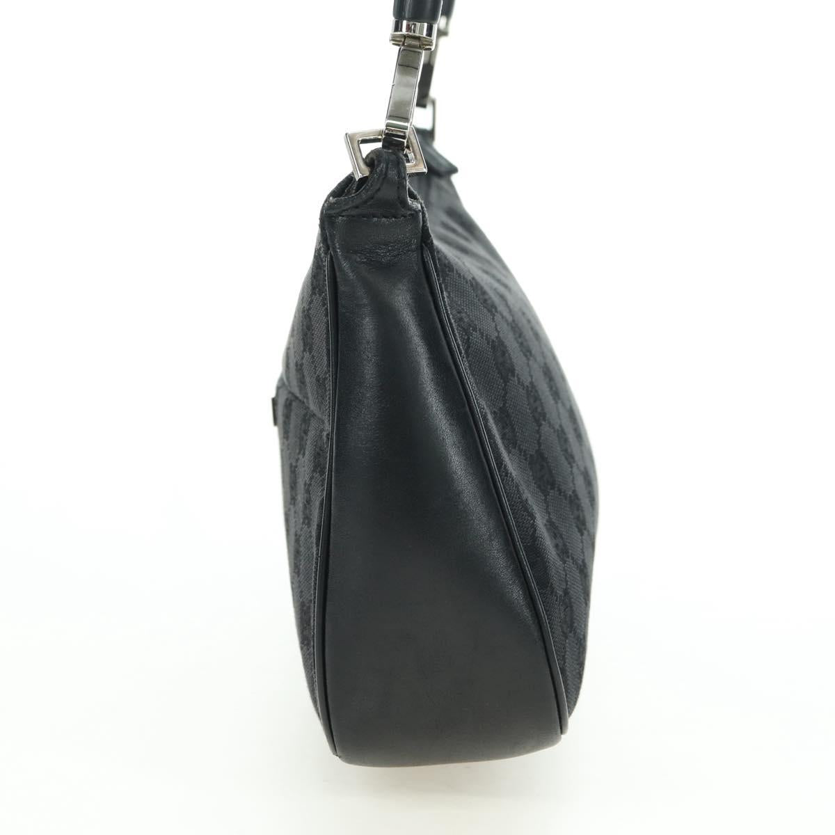 GUCCI Bamboo GG Canvas Hand Bag Black Silver 001 3865 Auth am11509A