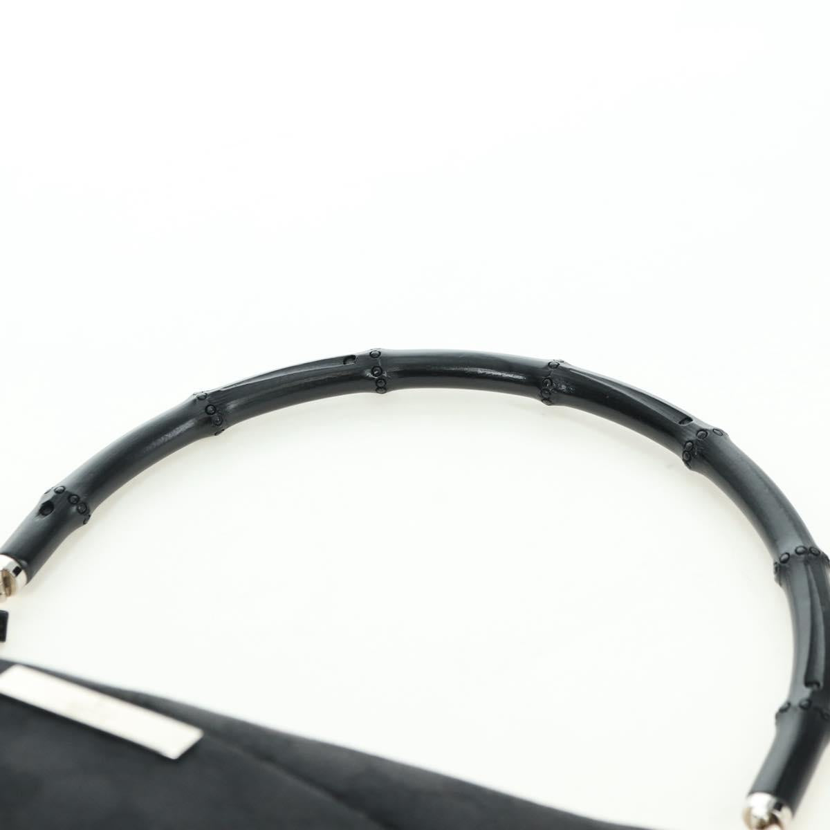GUCCI Bamboo GG Canvas Hand Bag Black Silver 001 3865 Auth am11509A