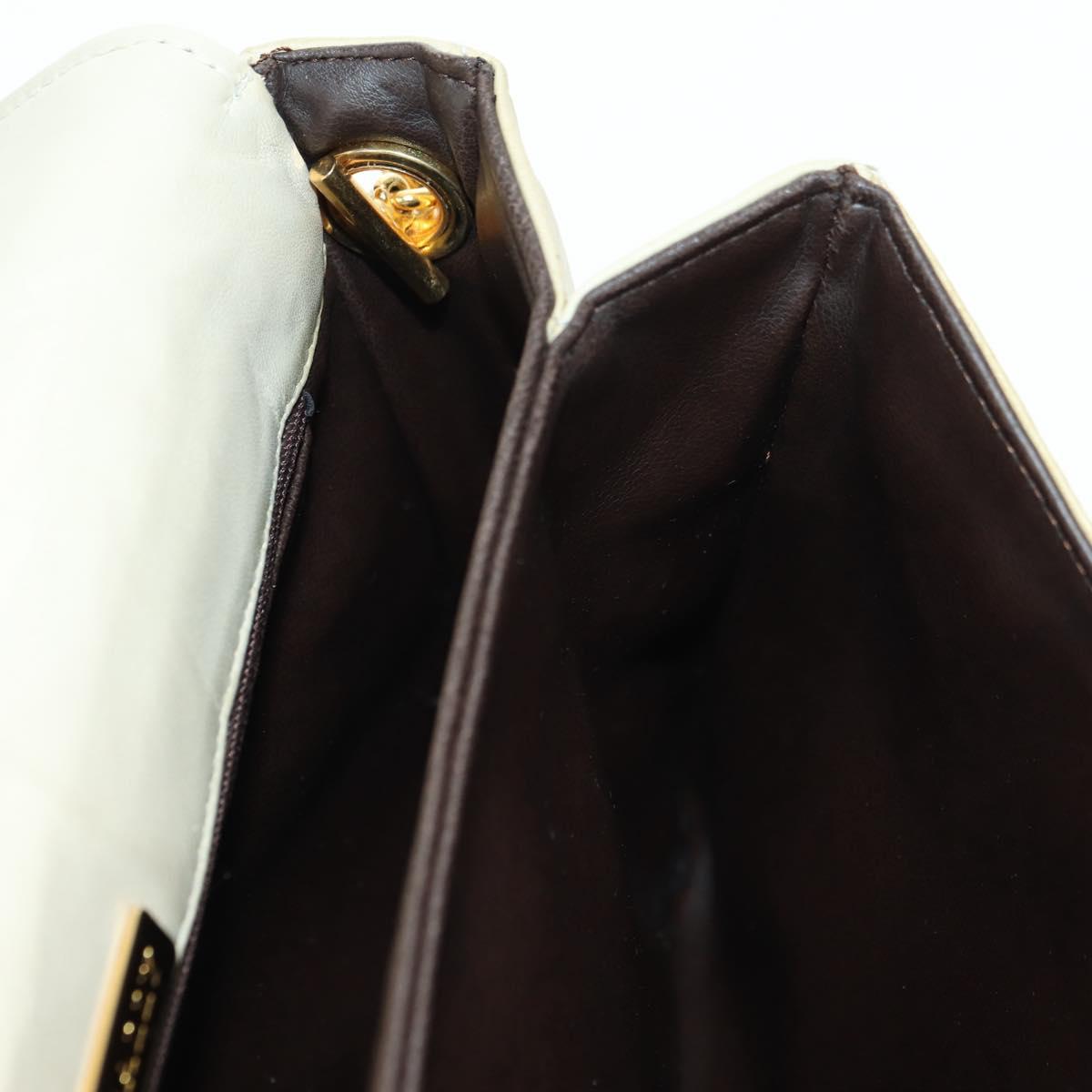 BALLY Shoulder Bag Leather Beige Gold Auth am11516A