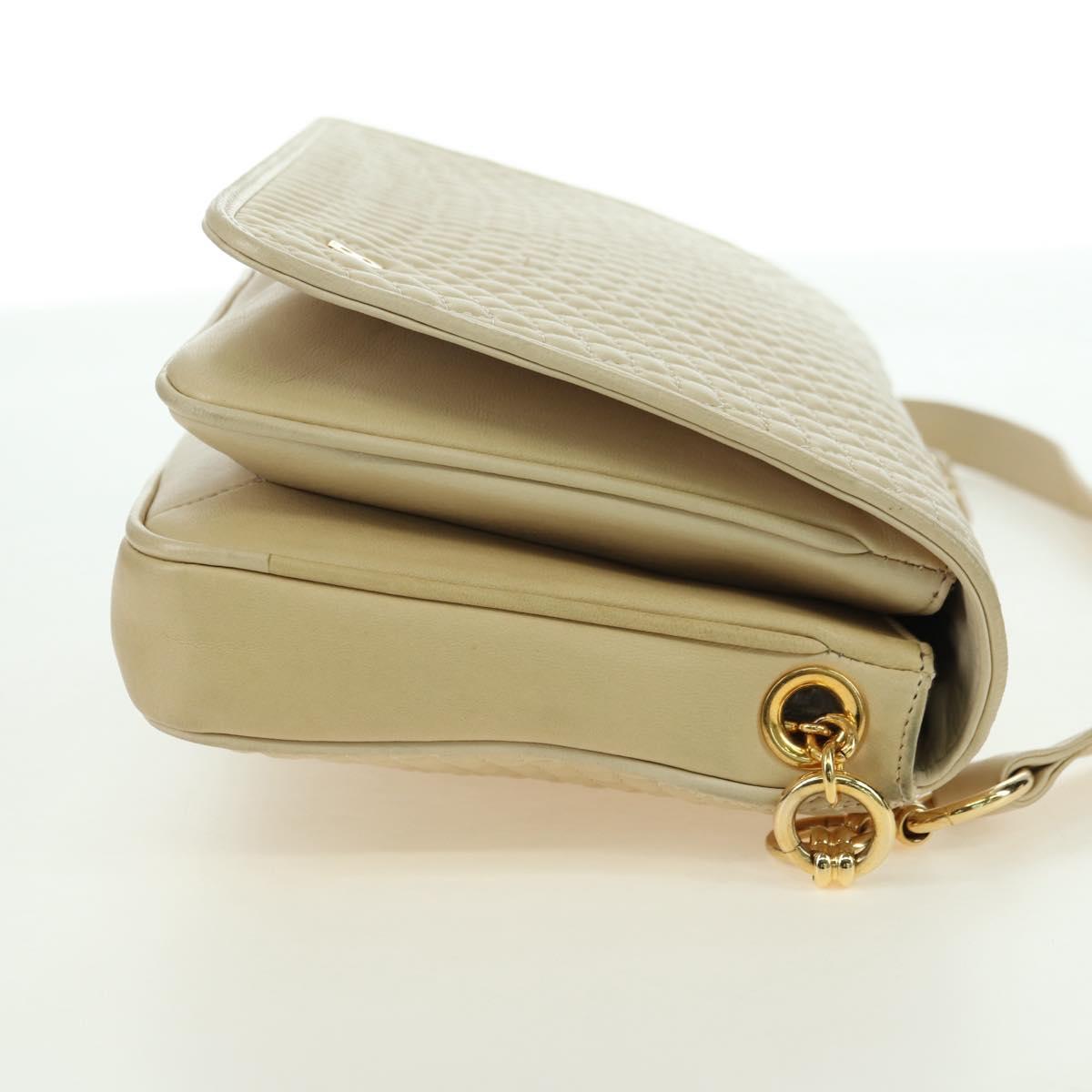 BALLY Shoulder Bag Leather Beige Gold Auth am11516A